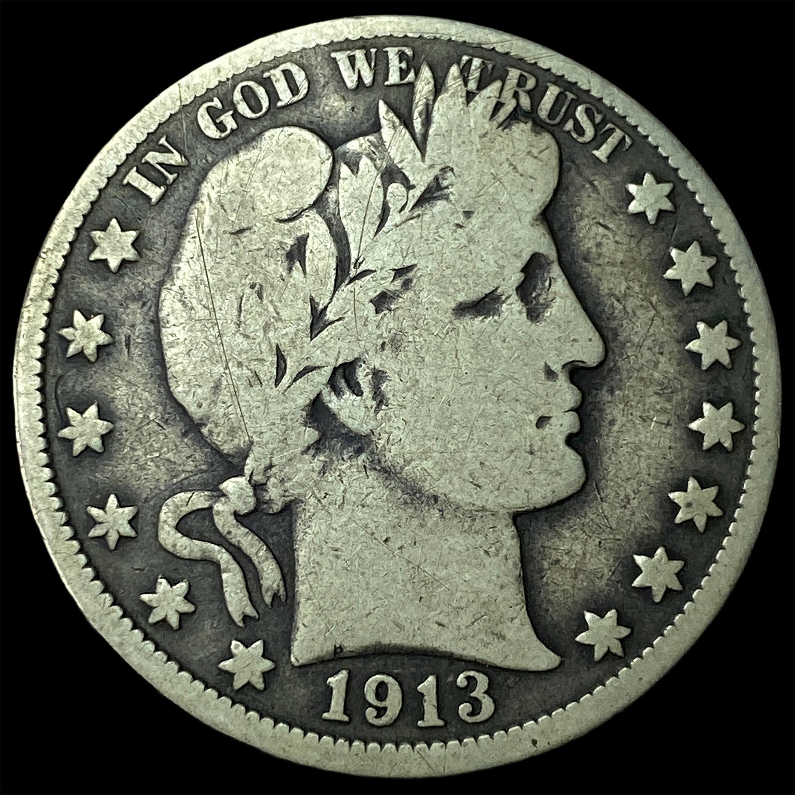1913 Silver Barber Half Dollar LIGHTLY CIRCULATED: 1913 Silver Barber Half Dollar LIGHTLY CIRCULATED