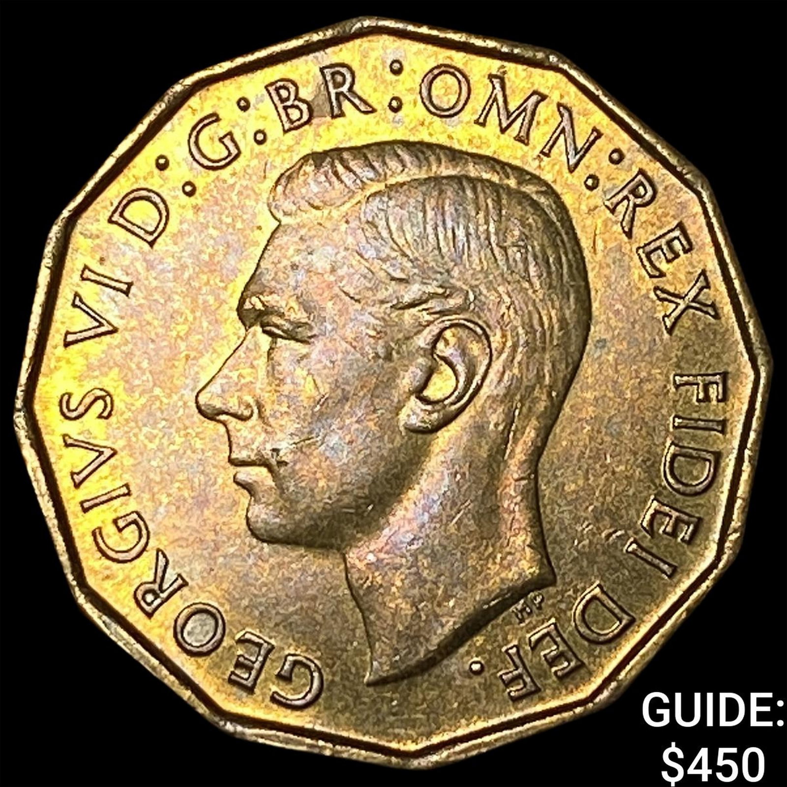 1950 Great Briatin Brass 3 Pence: 1950 Great Briatin Brass 3 Pence