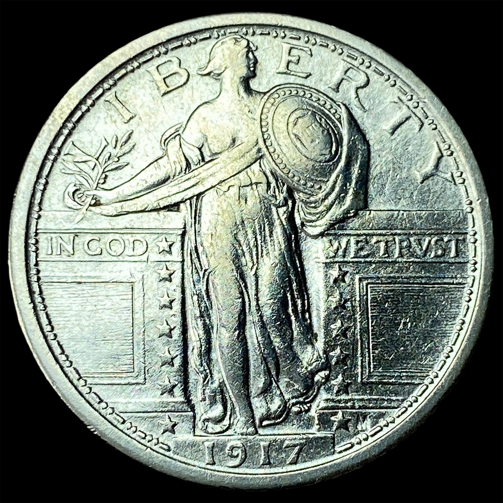 1917 Type 1 Standing Liberty Quarter CLOSELY UNCIRCULATED: 1917 Type 1 Standing Liberty Quarter CLOSELY UNCIRCULATED