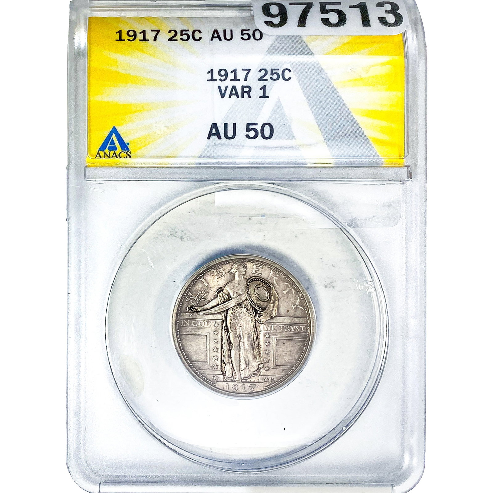 1917 Standing Liberty Quarter ANACS AU50 VAR 1 (1 of 2)