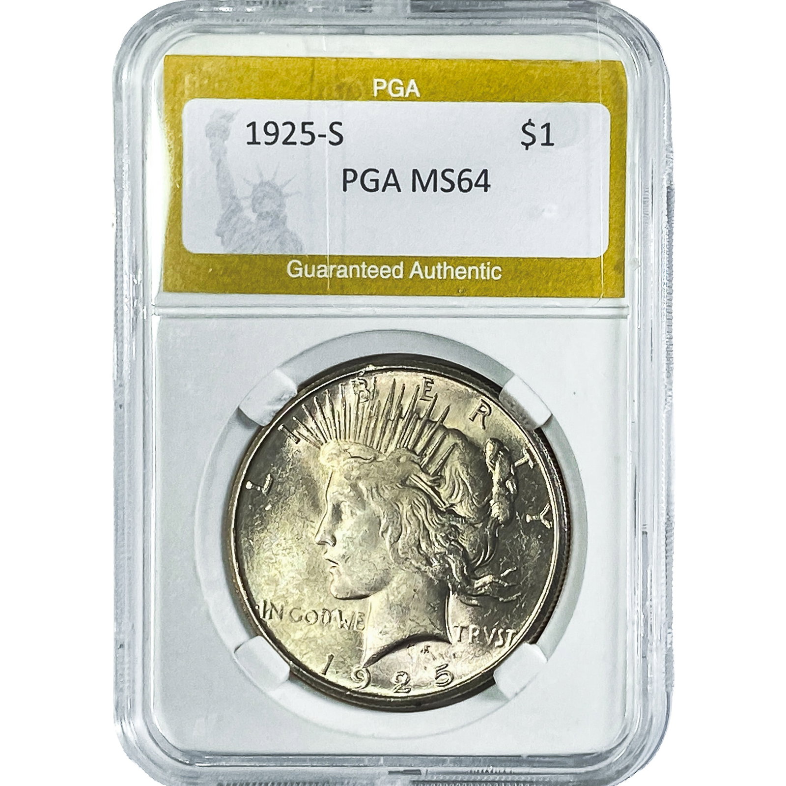 1925-S Silver Peace Dollar PGA MS64: 1925-S Silver Peace Dollar PGA MS64