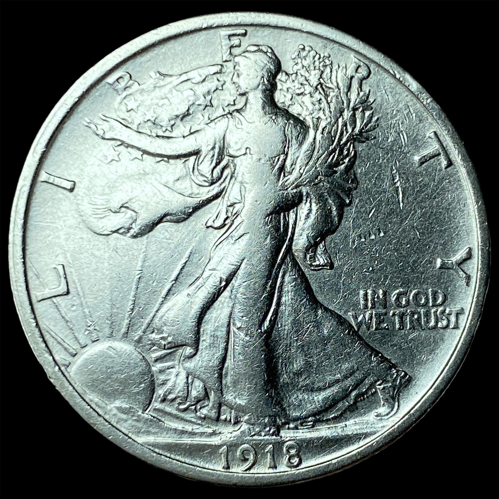 1918 Walking Liberty Half Dollar CLOSELY UNCIRCULATED: 1918 Walking Liberty Half Dollar CLOSELY UNCIRCULATED