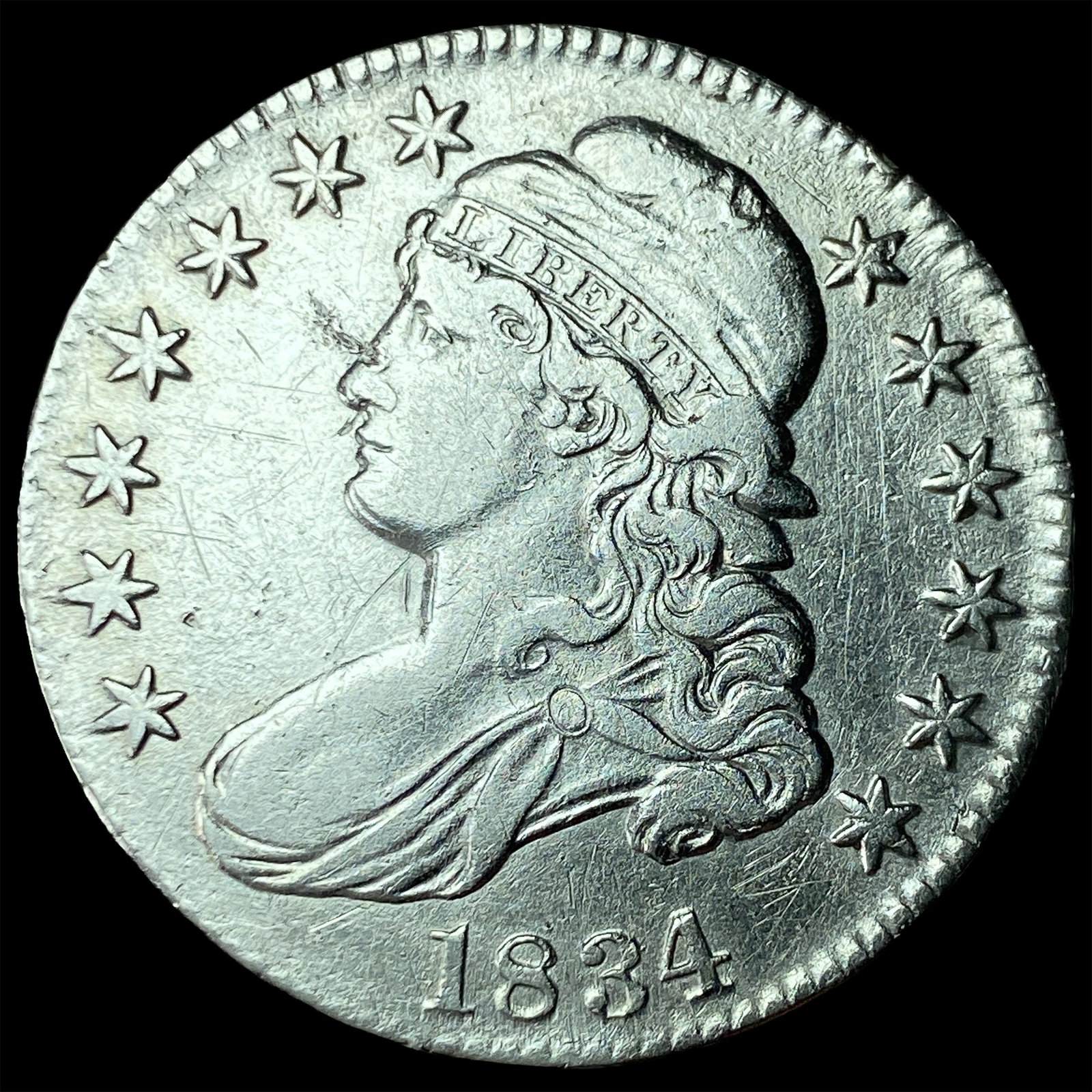 1834 Silver Capped Bust Half Dollar CLOSELY UNCIRCULATED: 1834 Silver Capped Bust Half Dollar CLOSELY UNCIRCULATED