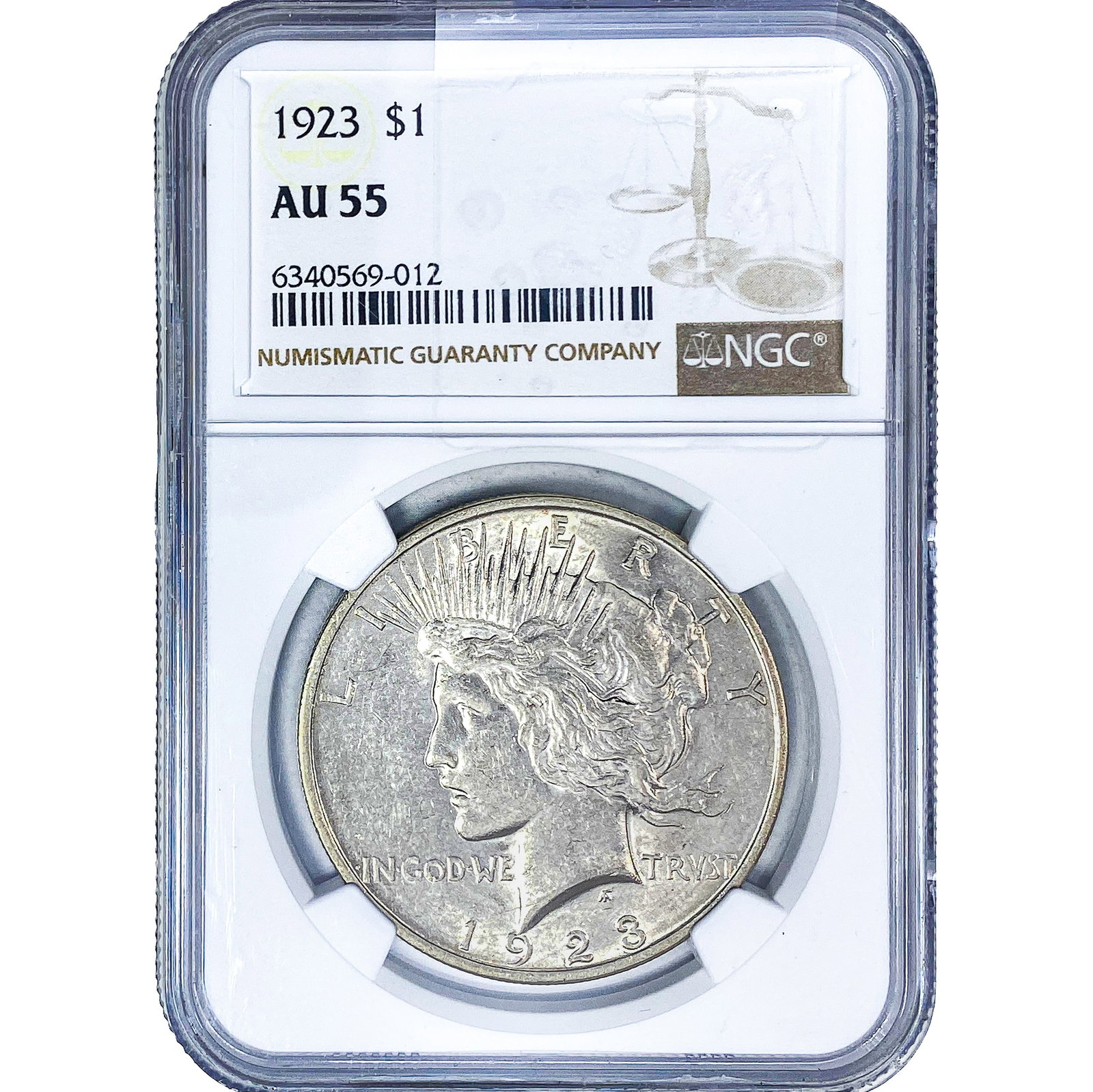 1923 Silver Peace Dollar NGC AU55: 1923 Silver Peace Dollar NGC AU55