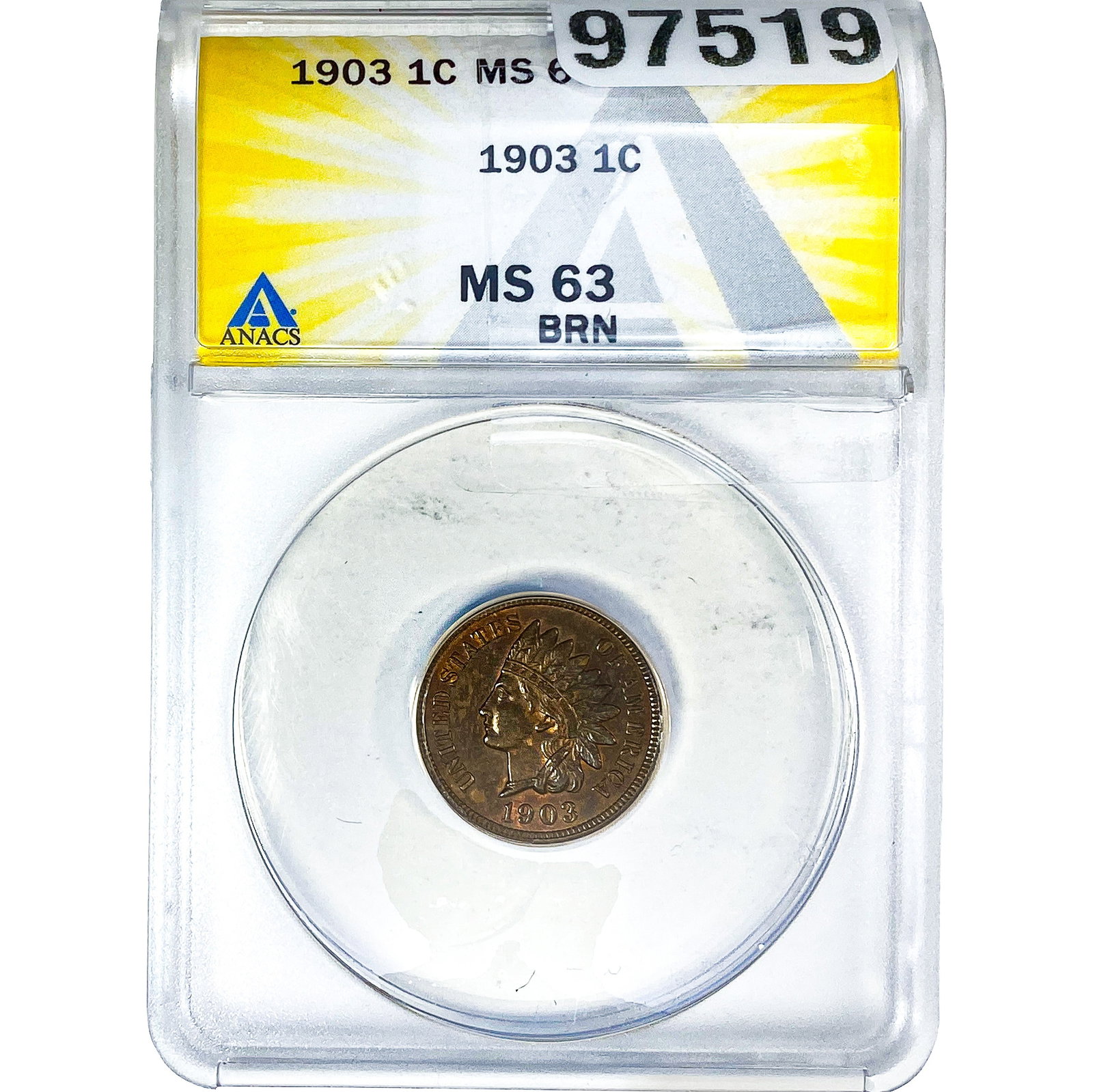 1903 Indian Head Cent ANACS MS63 BRN (1 of 2)