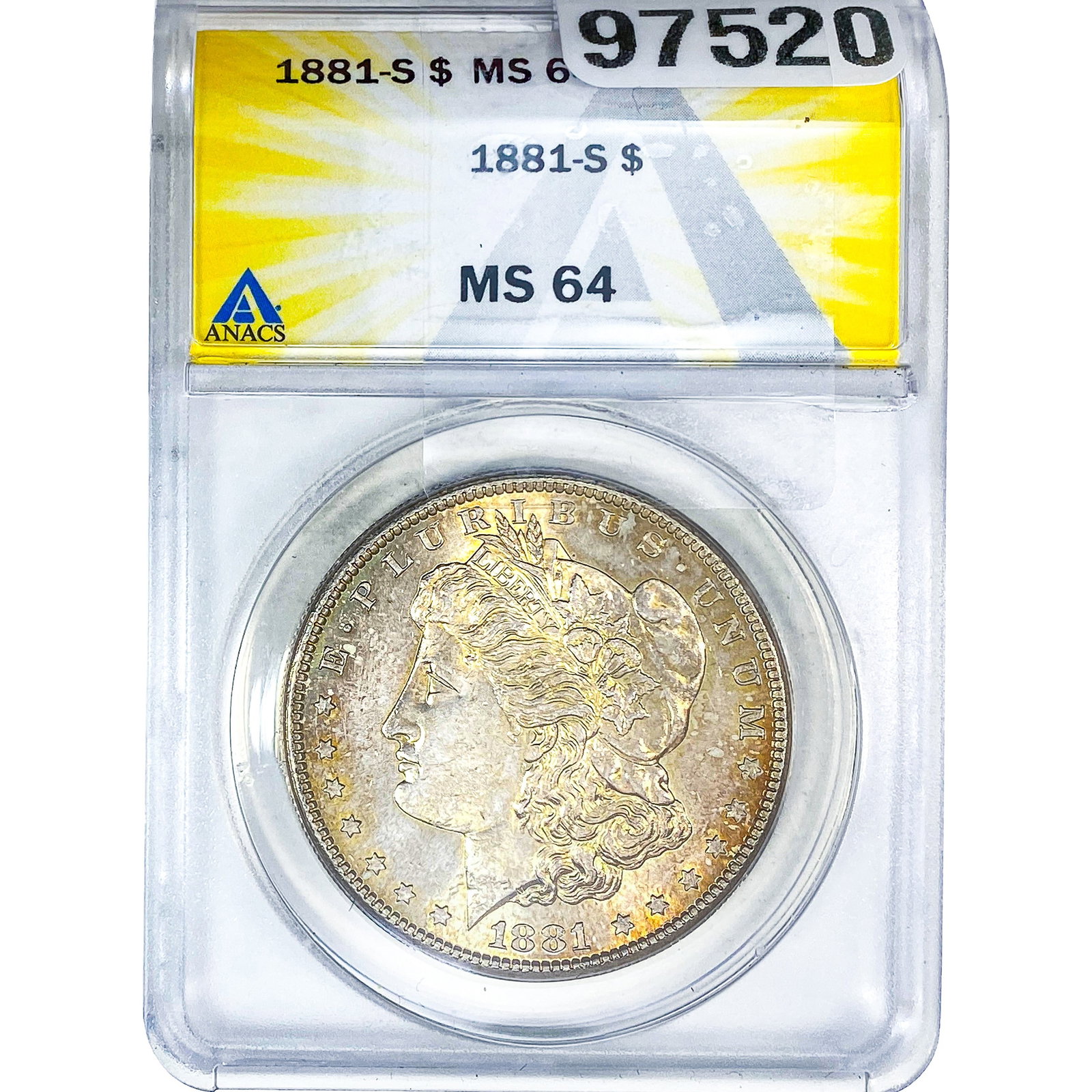 1881-S Morgan Silver Dollar ANACS MS64: 1881-S Morgan Silver Dollar ANACS MS64