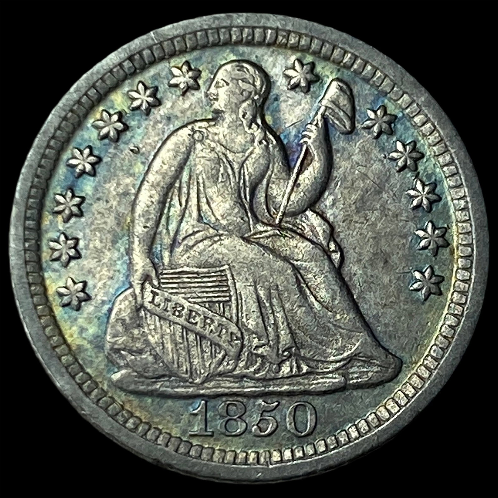 1850-O Silver Seated Liberty Half Dime UNCIRCULATED: 1850-O Silver Seated Liberty Half Dime UNCIRCULATED