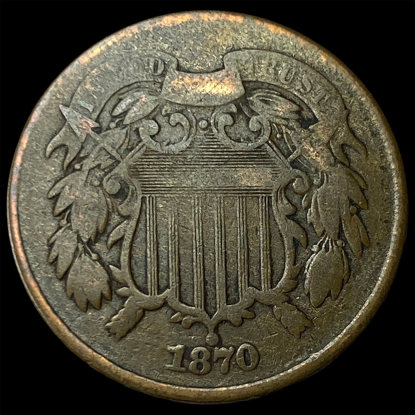 1870 Bronze Two-Cent Piece LIGHTLY CIRCULATED (1 of 2)