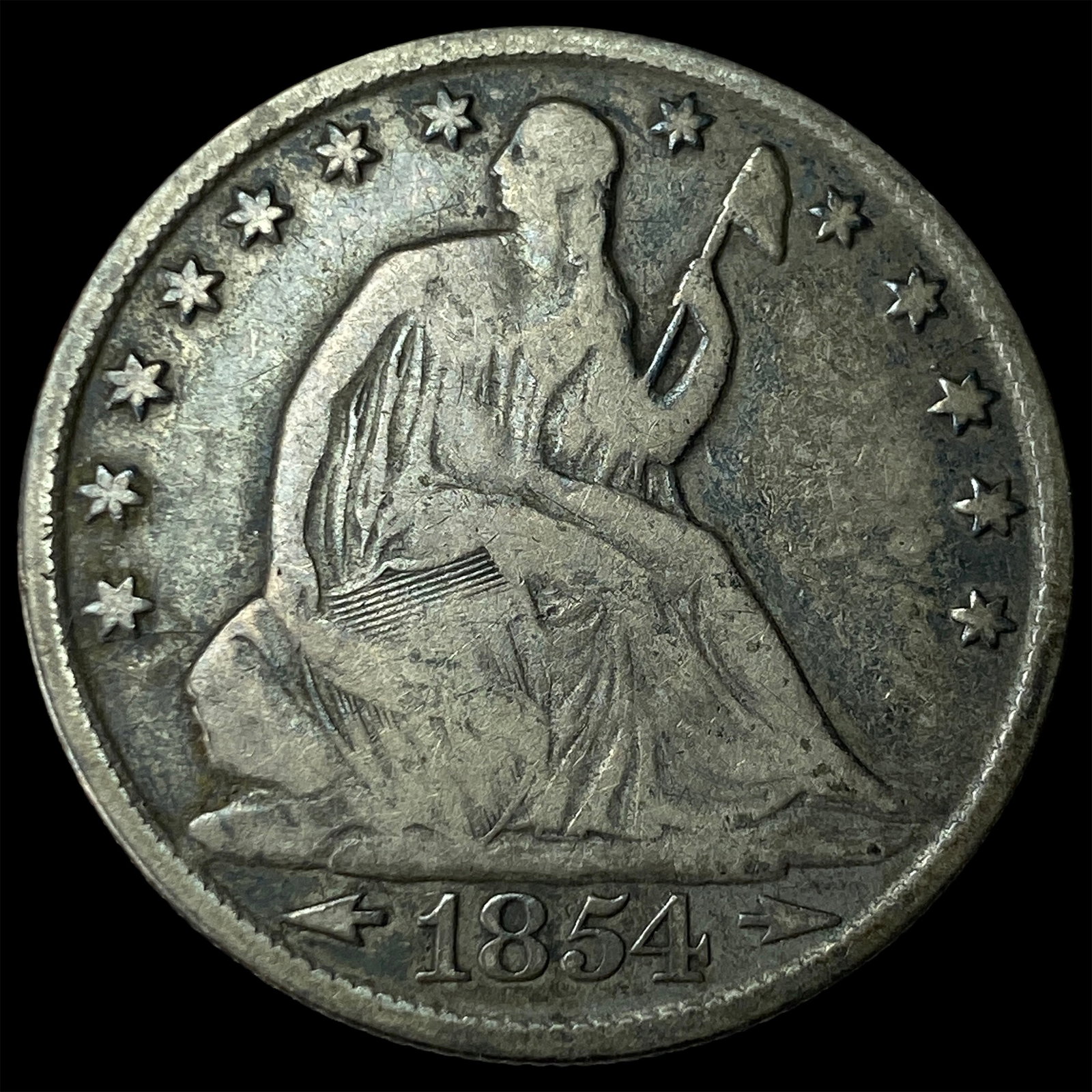 1854-O Silver Seated Liberty Half Dollar LIGHTLY CIRCULATED: 1854-O Silver Seated Liberty Half Dollar LIGHTLY CIRCULATED