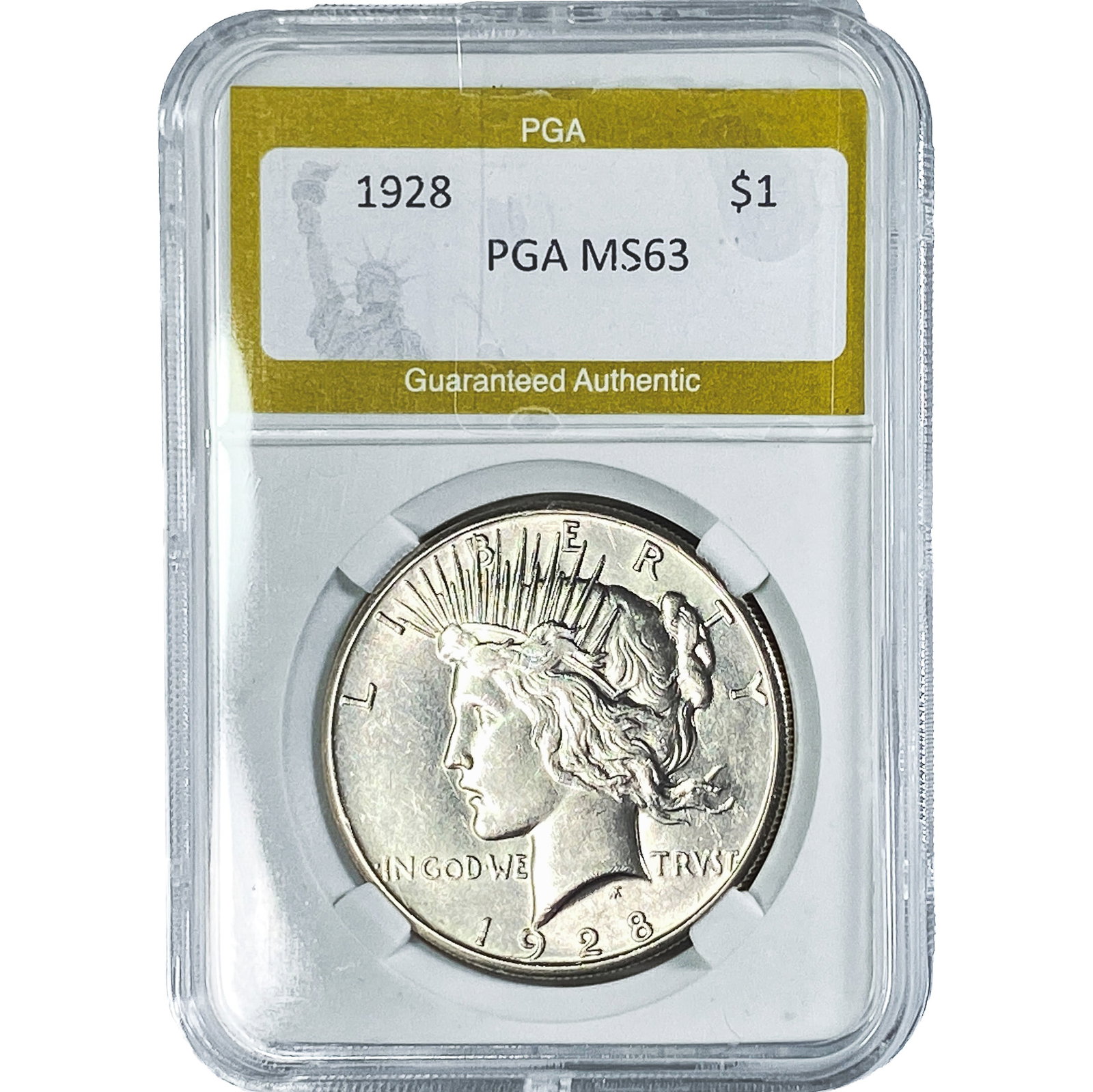 1928 Silver Peace Dollar PGA MS63: 1928 Silver Peace Dollar PGA MS63