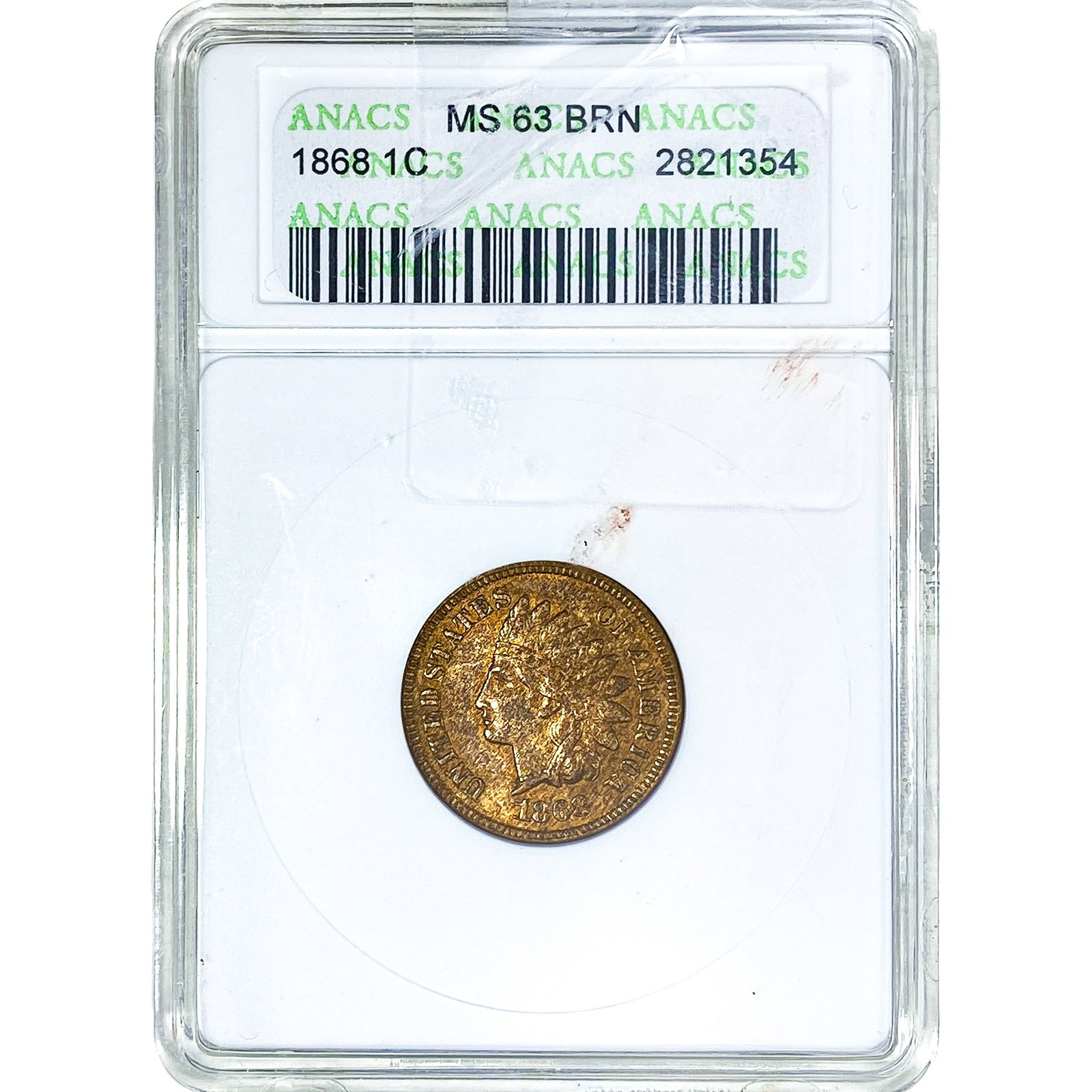 1868 Indian Head Cent ANACS MS63 BRN (1 of 2)