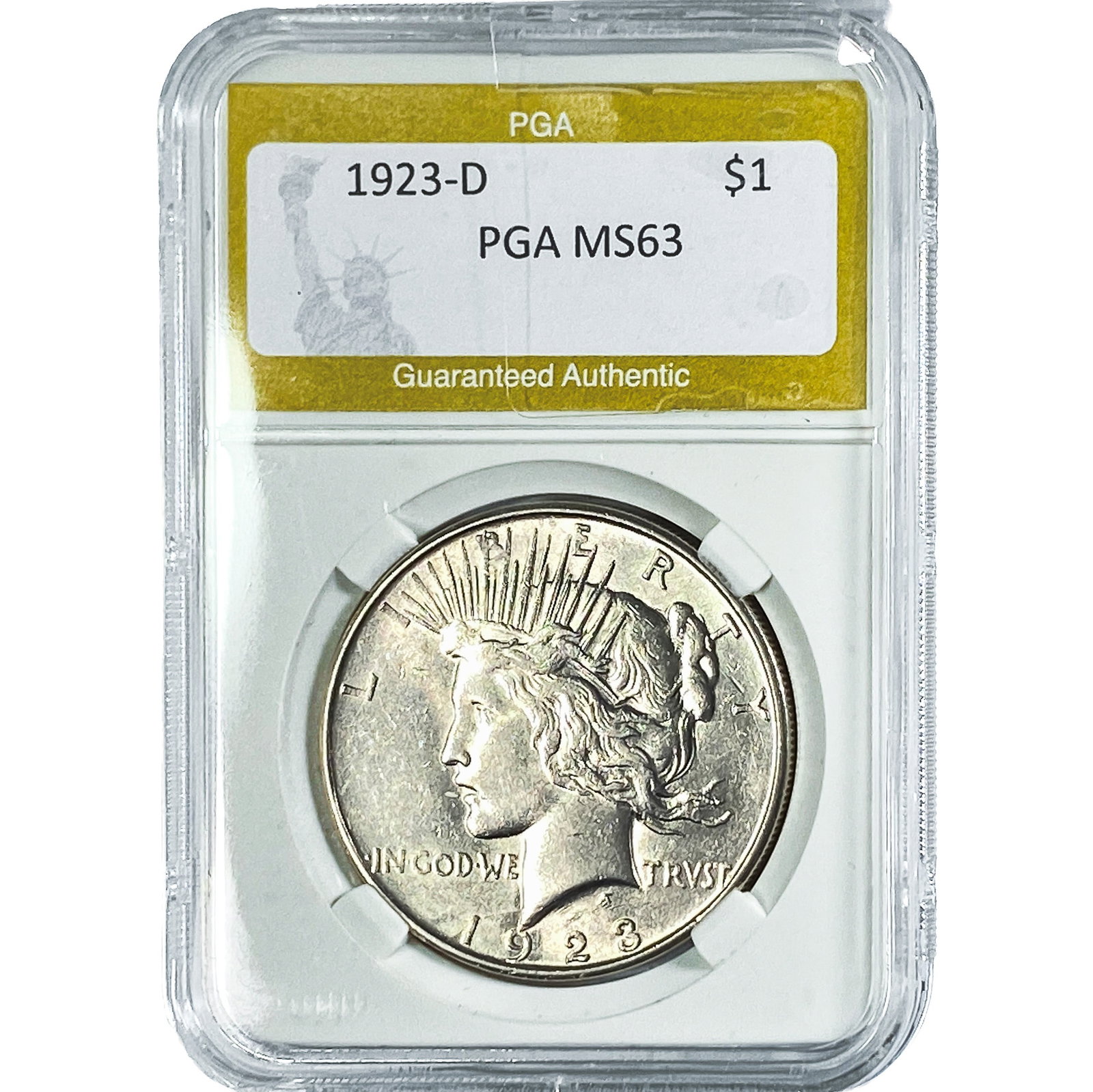 1923-D Silver Peace Dollar PGA MS63: 1923-D Silver Peace Dollar PGA MS63