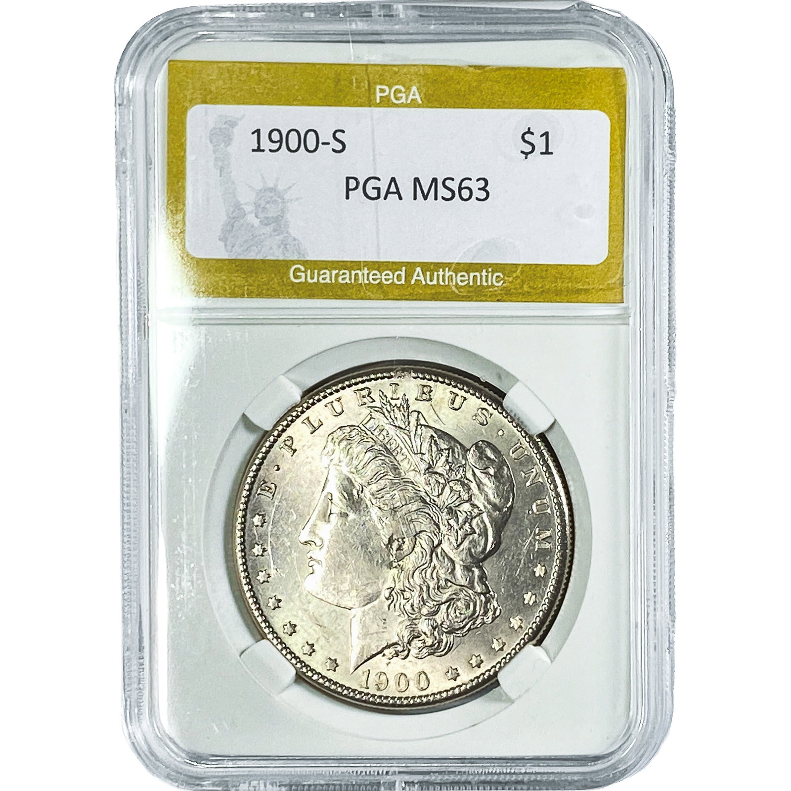 1900-S Morgan Silver Dollar PGA MS63: 1900-S Morgan Silver Dollar PGA MS63