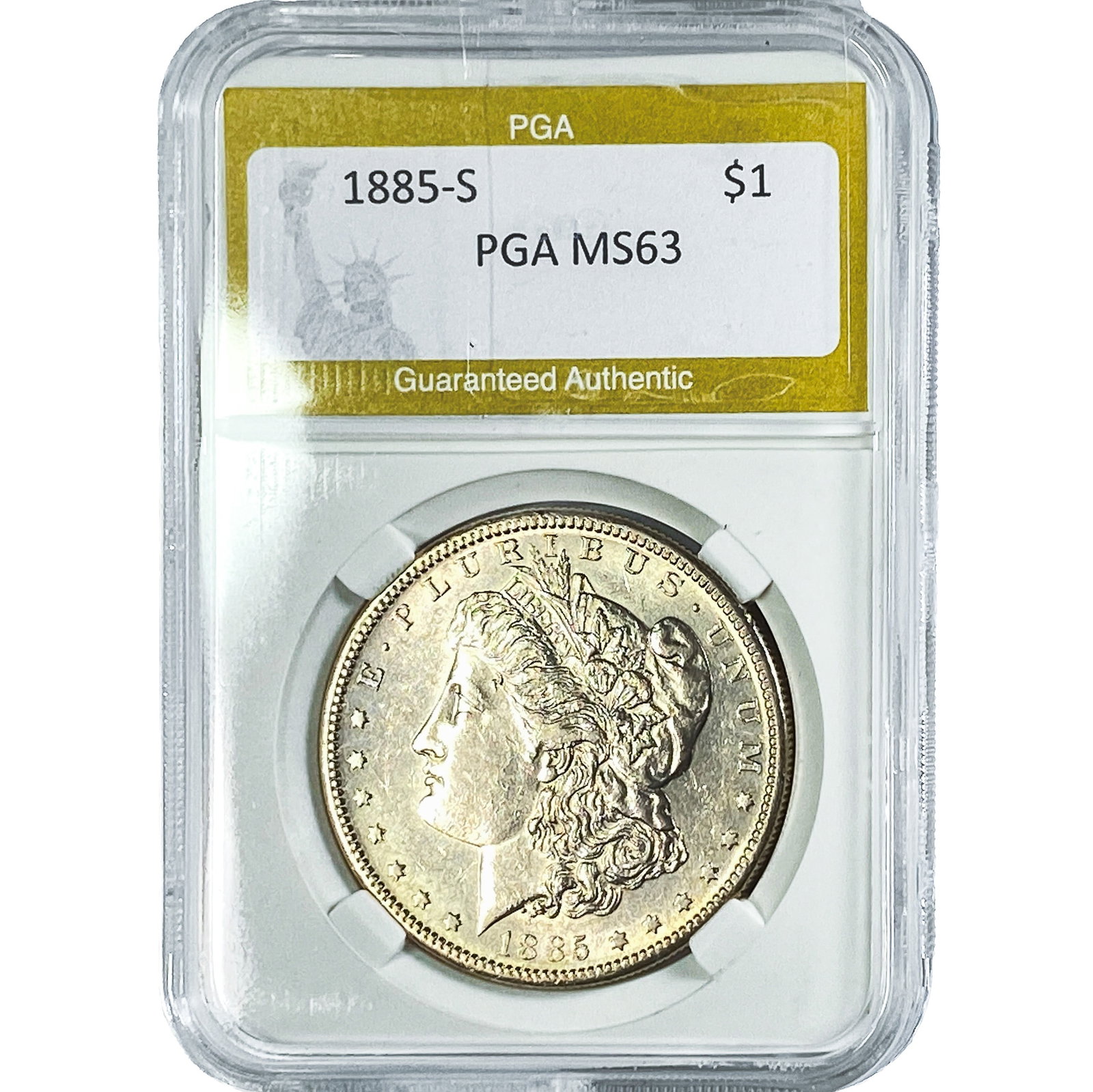 1885-S Morgan Silver Dollar PGA MS63: 1885-S Morgan Silver Dollar PGA MS63
