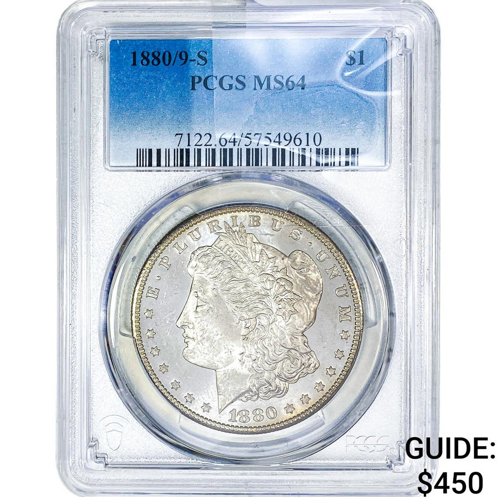 1880/9-S Morgan Silver Dollar PCGS MS64: 1880/9-S Morgan Silver Dollar PCGS MS64