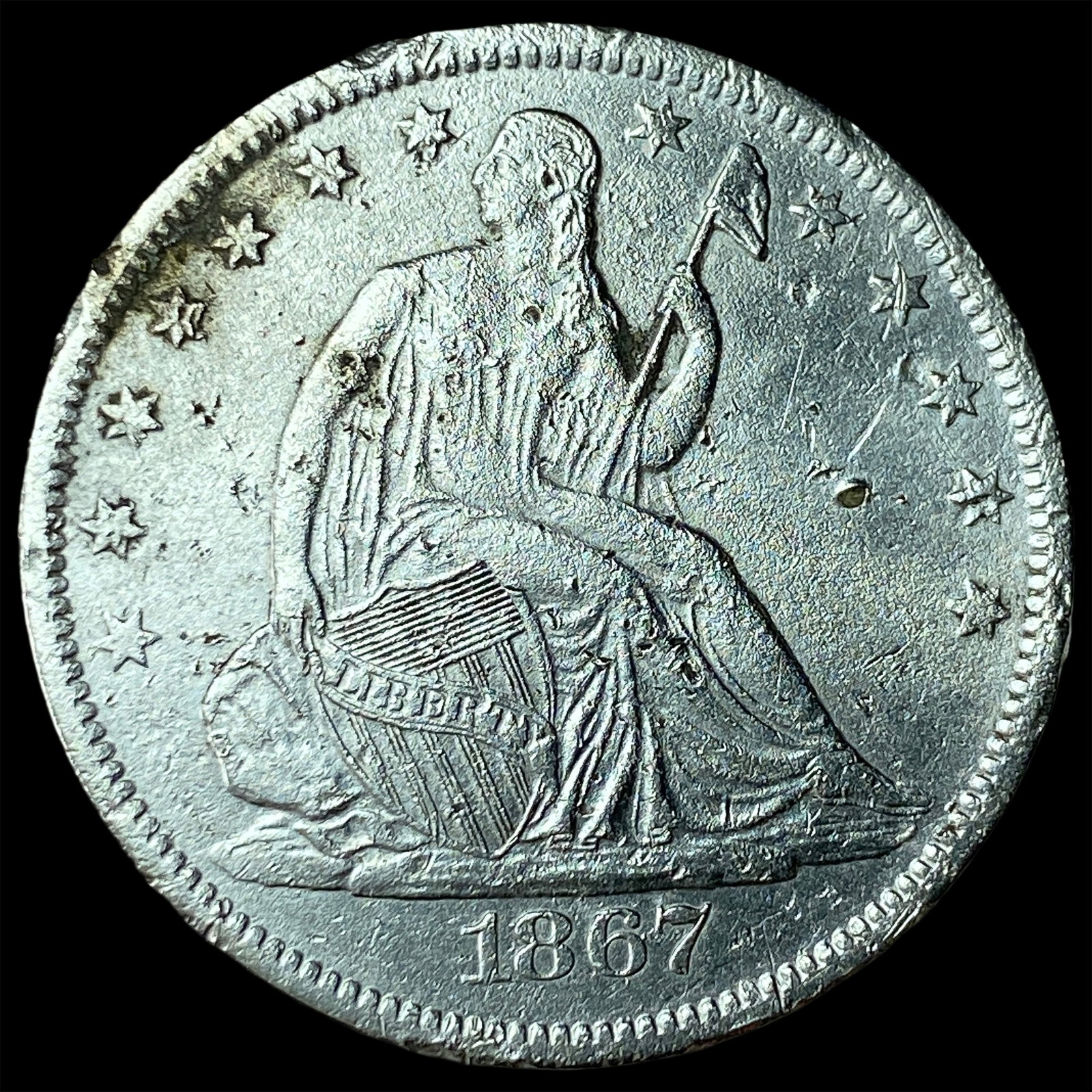 1867 Seated Liberty Half Dollar HIGH GRADE: 1867 Seated Liberty Half Dollar HIGH GRADE