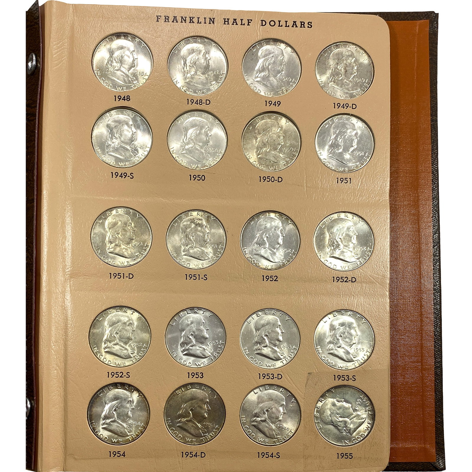 1948-1963 Franklin Half Dollars Album 37 Coins (1 of 5)
