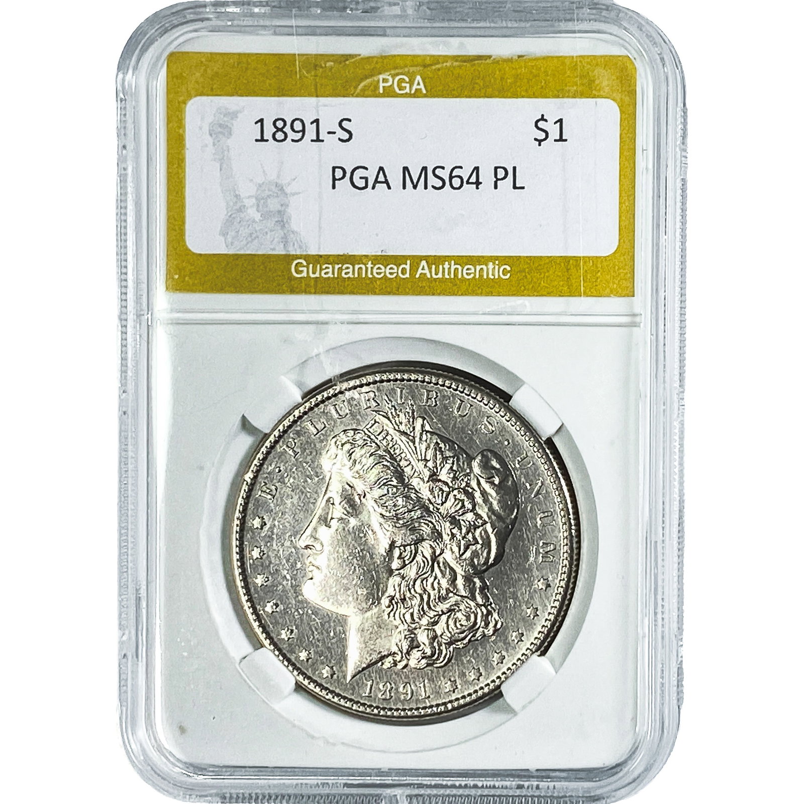 1891-S Morgan Silver Dollar PGA MS64 PL: 1891-S Morgan Silver Dollar PGA MS64 PL