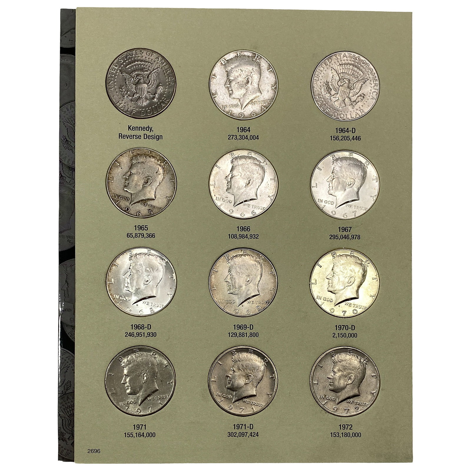 1964-2001 3 Kennedy Half Dollar Albums 108 Coins (1 of 10)