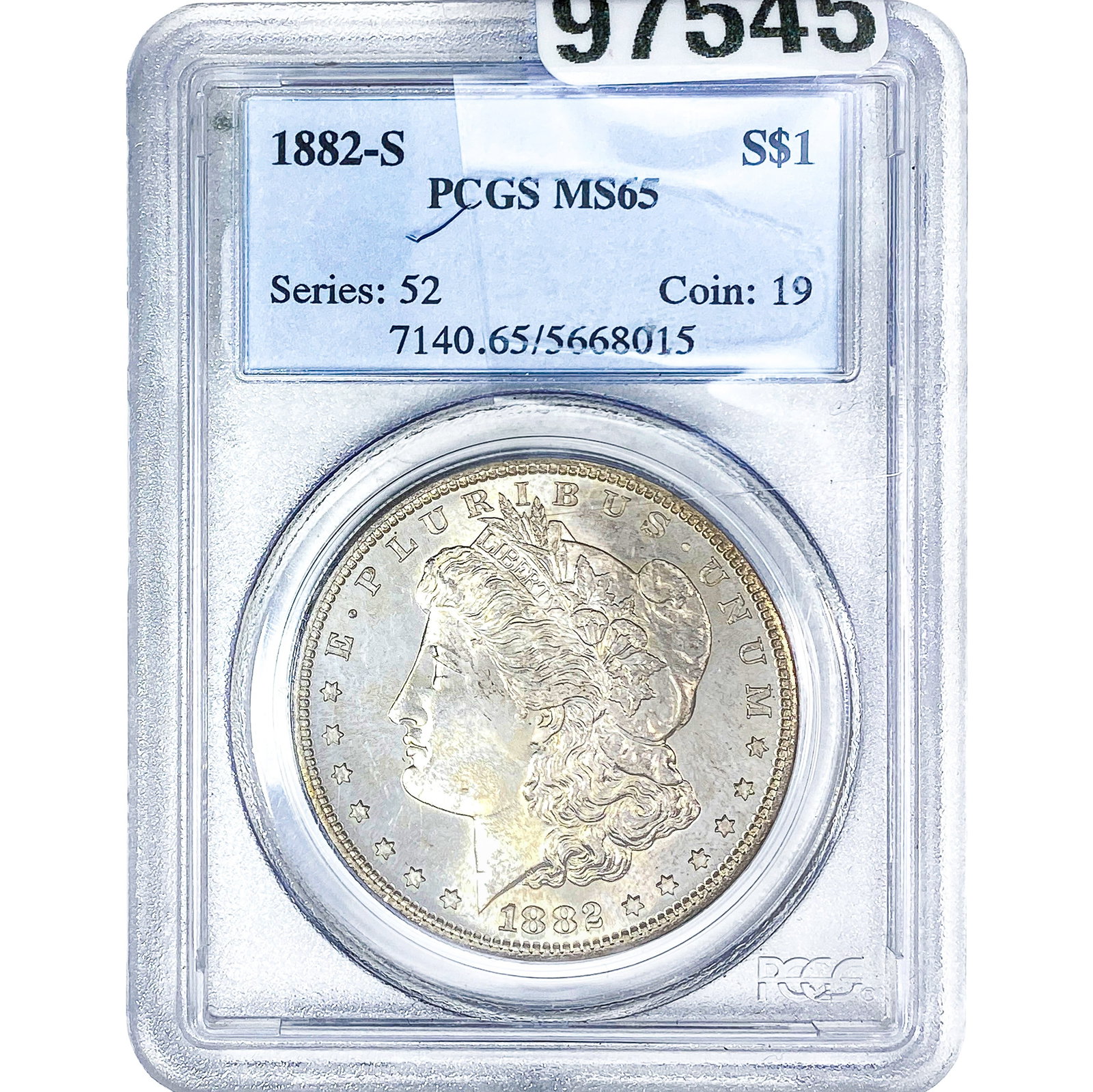 1882-S Morgan Silver Dollar PCGS MS65: 1882-S Morgan Silver Dollar PCGS MS65