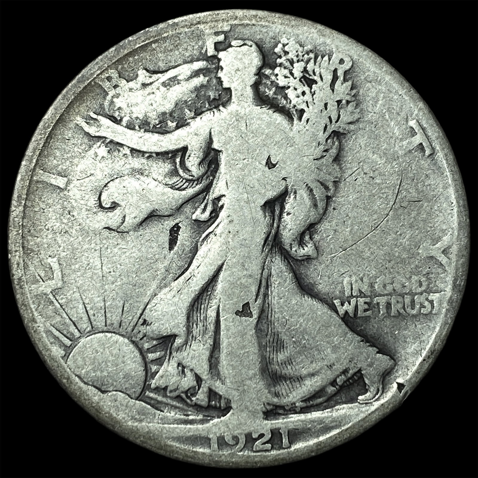 1921-S Silver Walking Liberty Half Dollar NICELY CIRCULATED: 1921-S Silver Walking Liberty Half Dollar NICELY CIRCULATED
