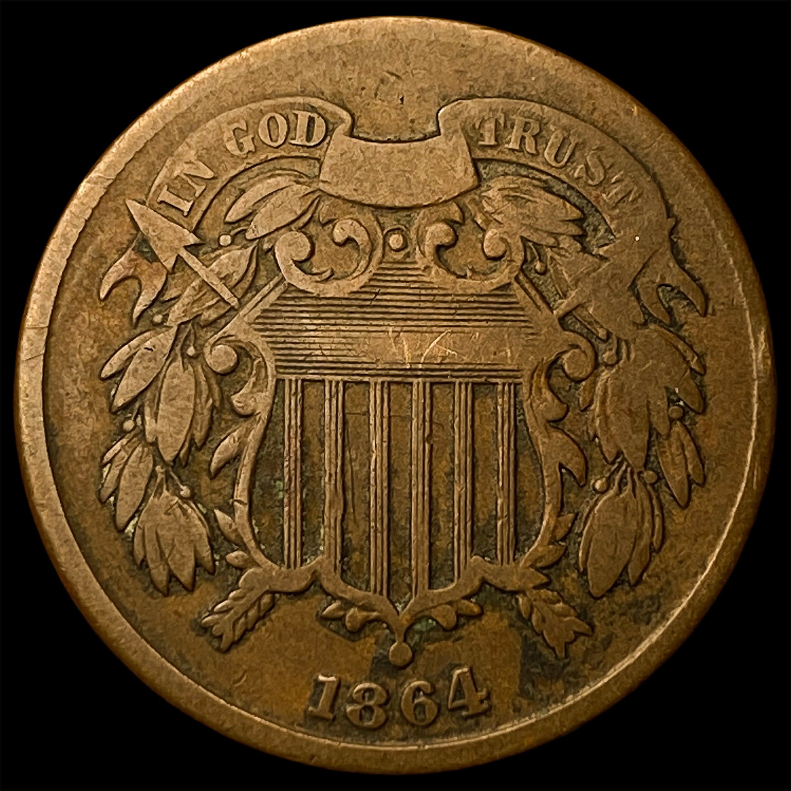 1864 Bronze Two-Cent Piece ABOUT UNCIRCULATED (1 of 2)