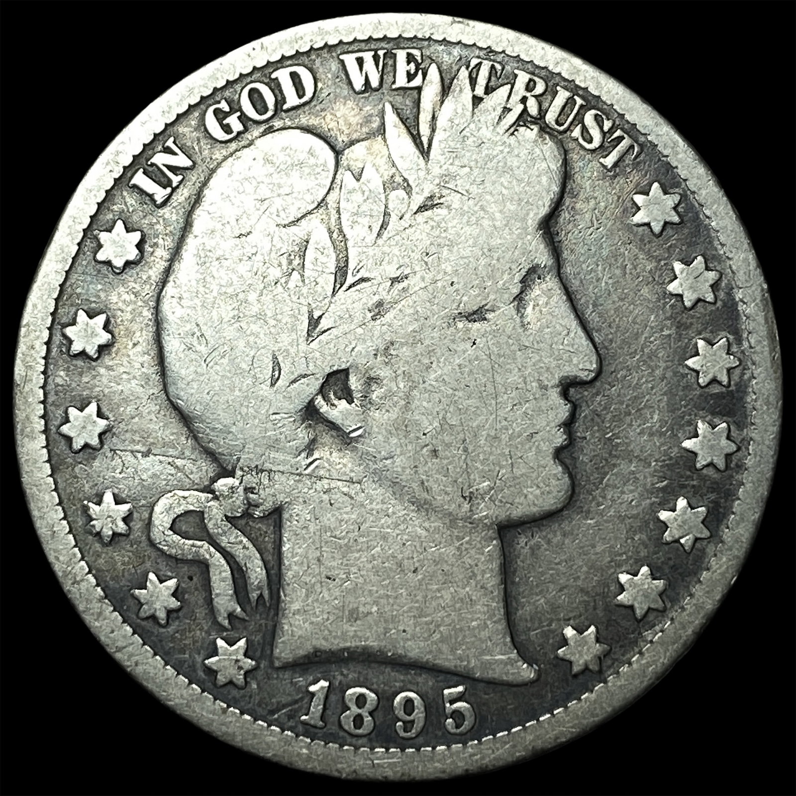 1895 Silver Barber Half Dollar NICELY CIRCULATED: 1895 Silver Barber Half Dollar NICELY CIRCULATED