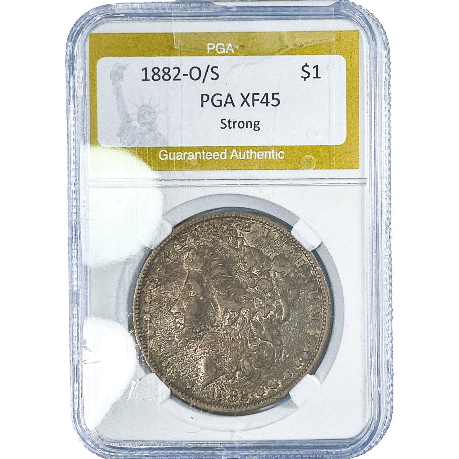 1882-O/S Morgan Silver Dollar PGA XF45 Strong: 1882-O/S Morgan Silver Dollar PGA XF45 Strong