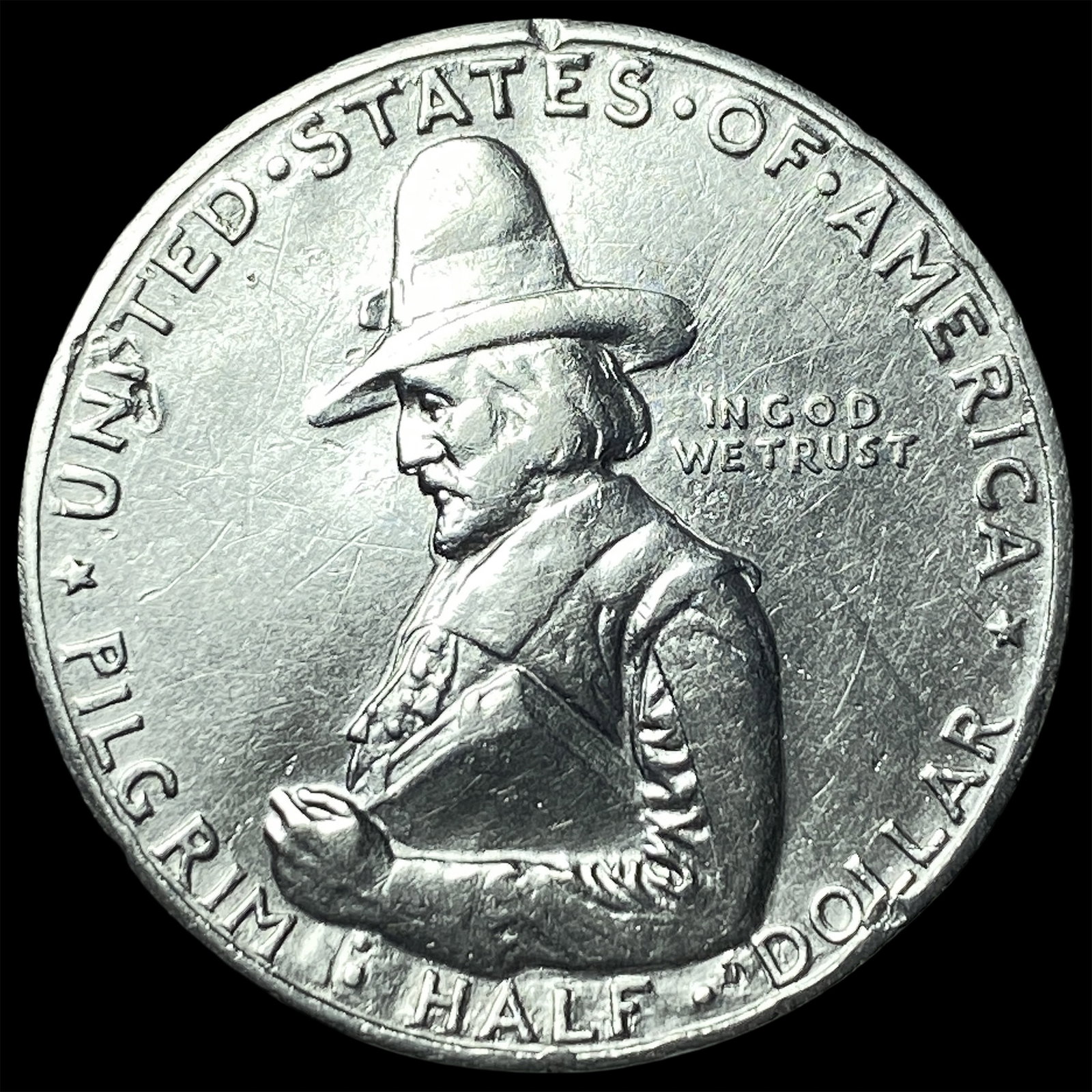 1920 Silver Pilgrim Tercentenary Half Dollar ABOUT UNCIRCULATED (1 of 2)