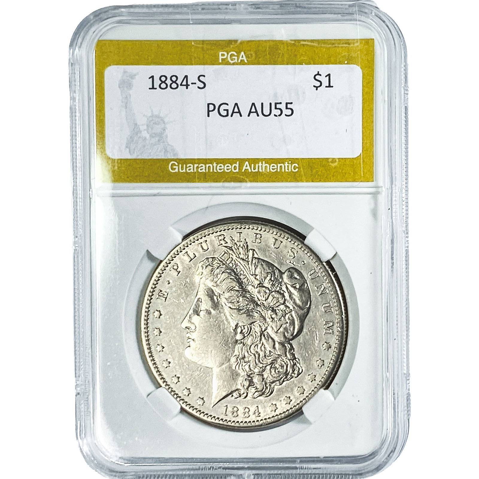 1884-S Morgan Silver Dollar PGA AU55: 1884-S Morgan Silver Dollar PGA AU55