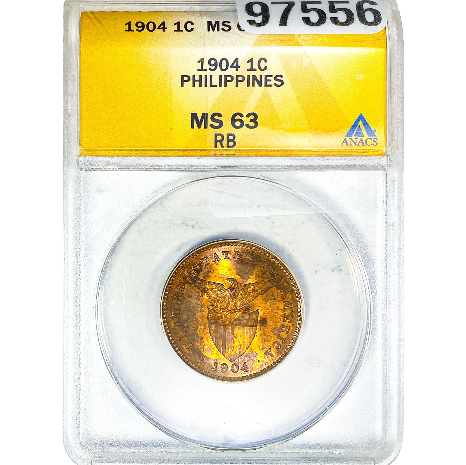 1904 1C Phillipines ANACS MS63 RB: 1904 1C Phillipines ANACS MS63 RB
