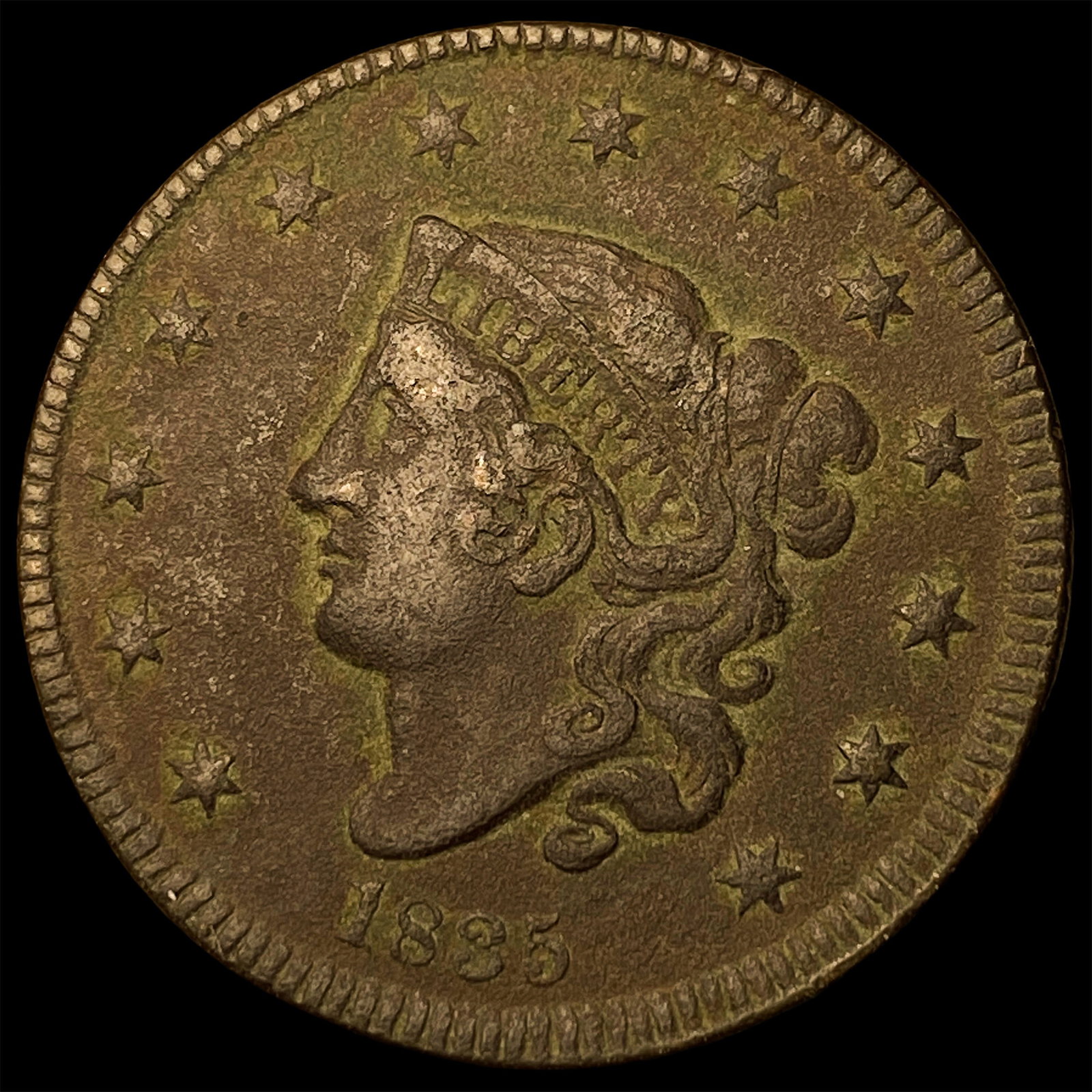 1835 Coronet Head Large Cent CLOSELY UNCIRCULATED: 1835 Coronet Head Large Cent CLOSELY UNCIRCULATED