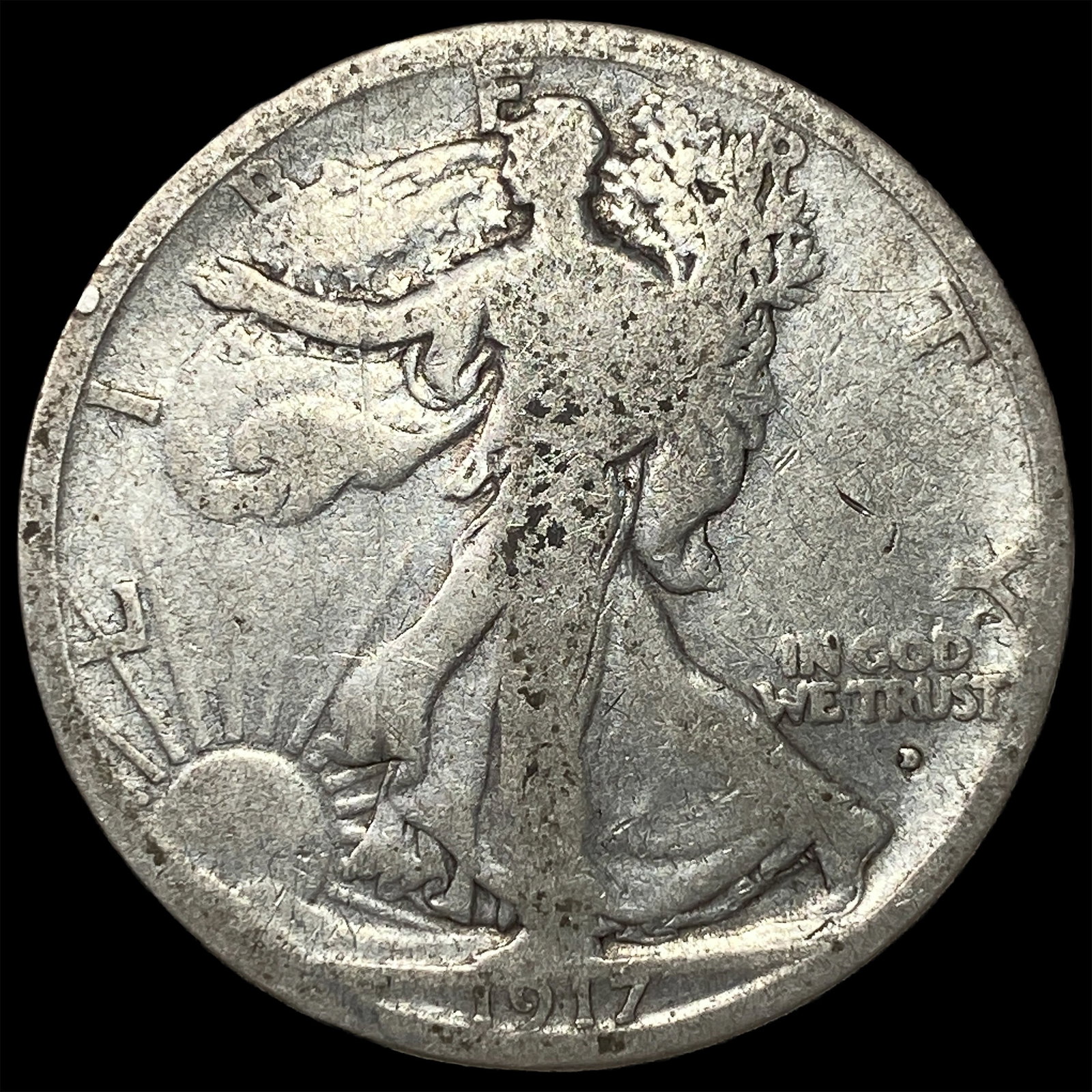 1917-D Silver Walking Liberty Half Dollar LIGHTLY CIRCULATED: 1917-D Silver Walking Liberty Half Dollar LIGHTLY CIRCULATED