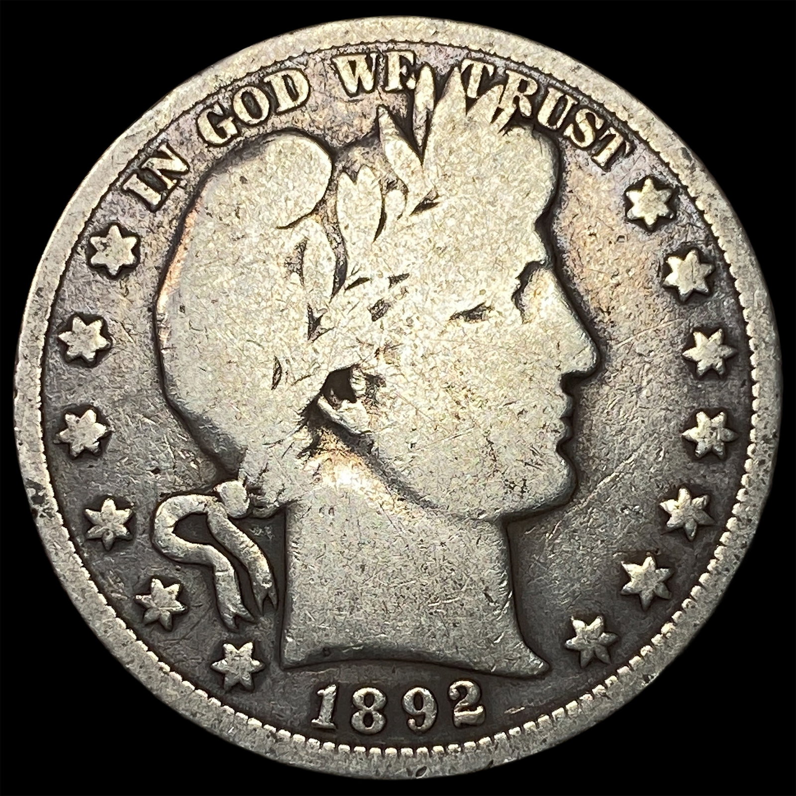 1892 Silver Half Dollar (Barber) LIGHTLY CIRCULATED: 1892 Silver Half Dollar (Barber) LIGHTLY CIRCULATED
