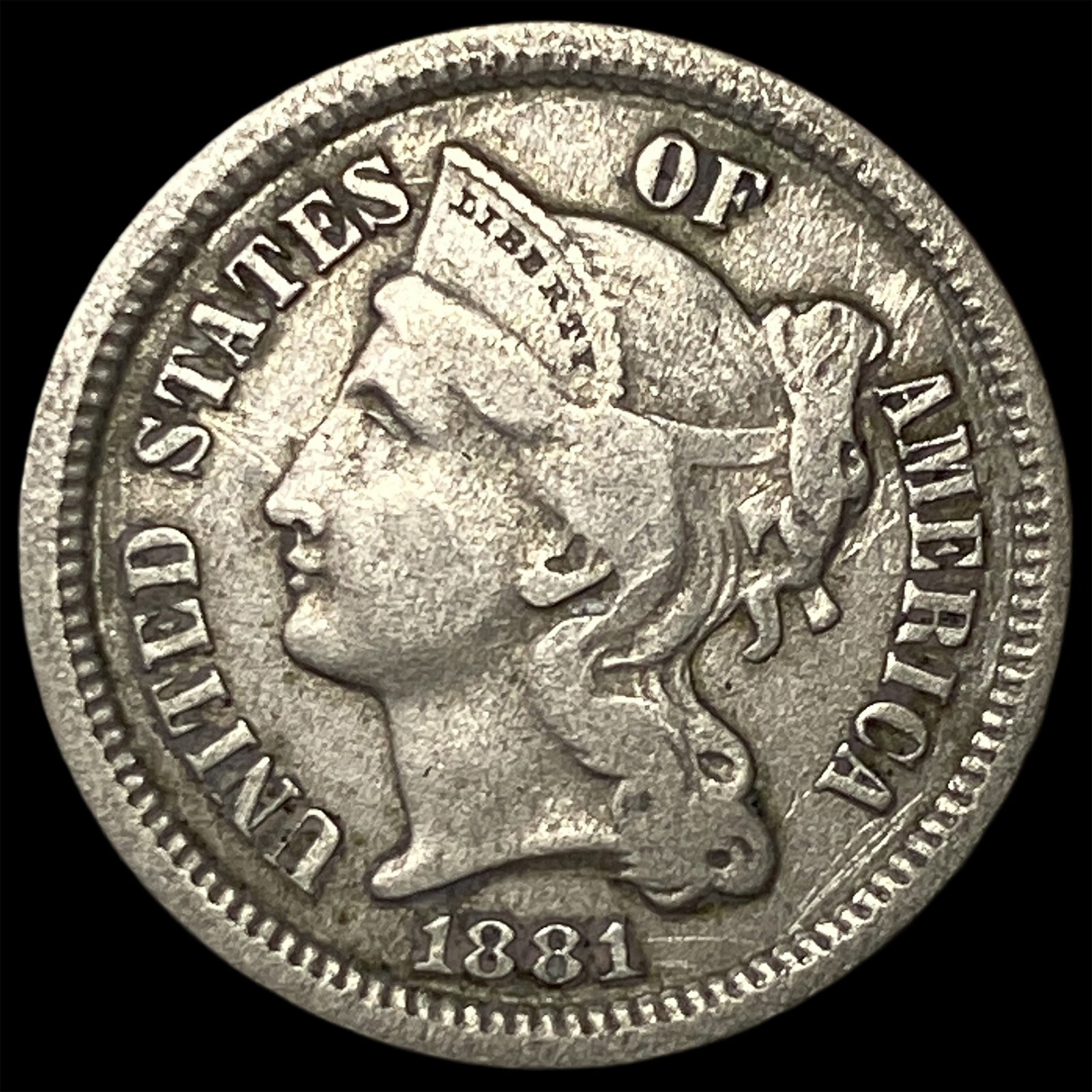 1881 Nickel Three-Cent Piece LIGHTLY CIRCULATED (1 of 2)