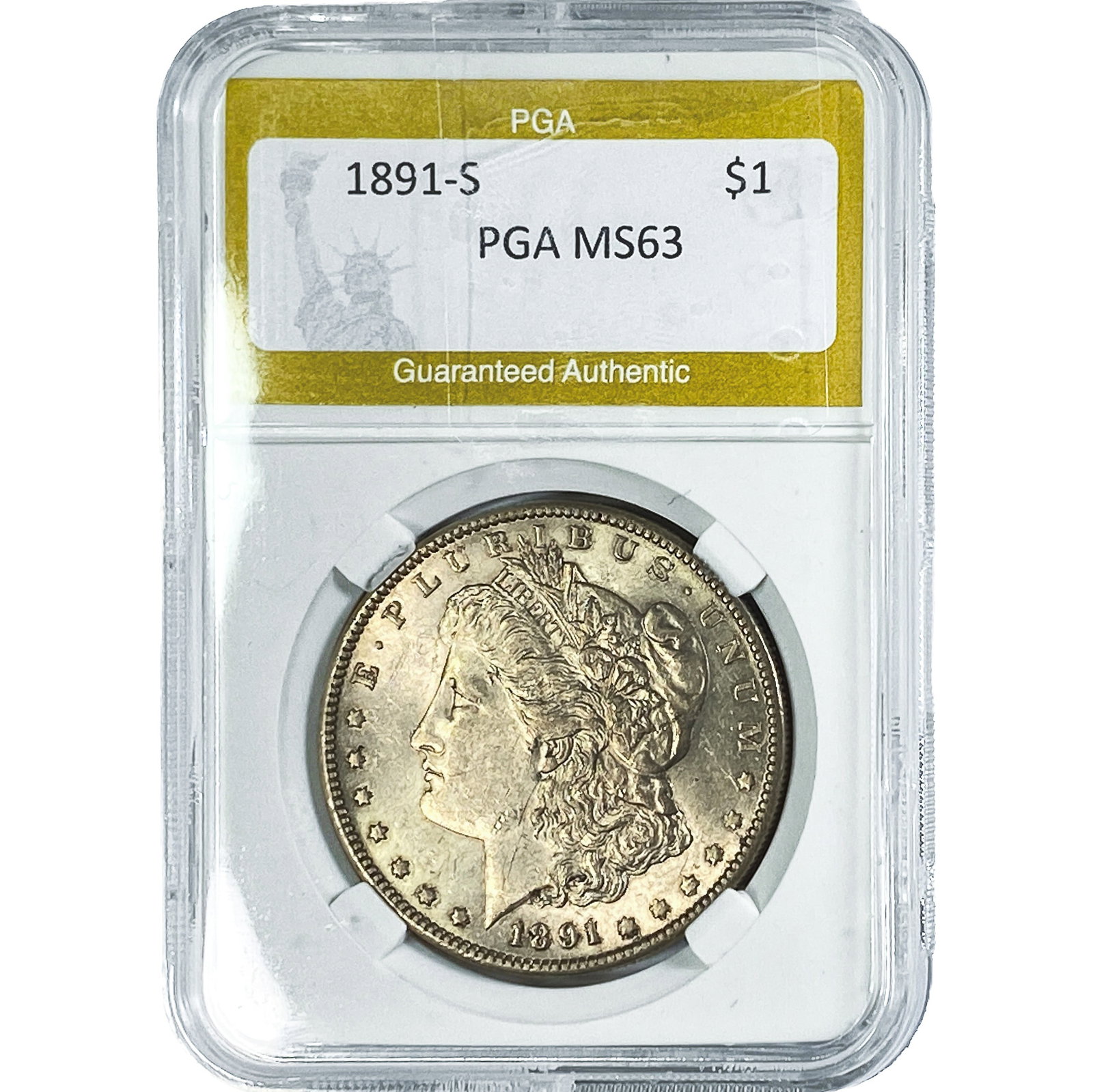 1891-S Morgan Silver Dollar PGA MS63: 1891-S Morgan Silver Dollar PGA MS63