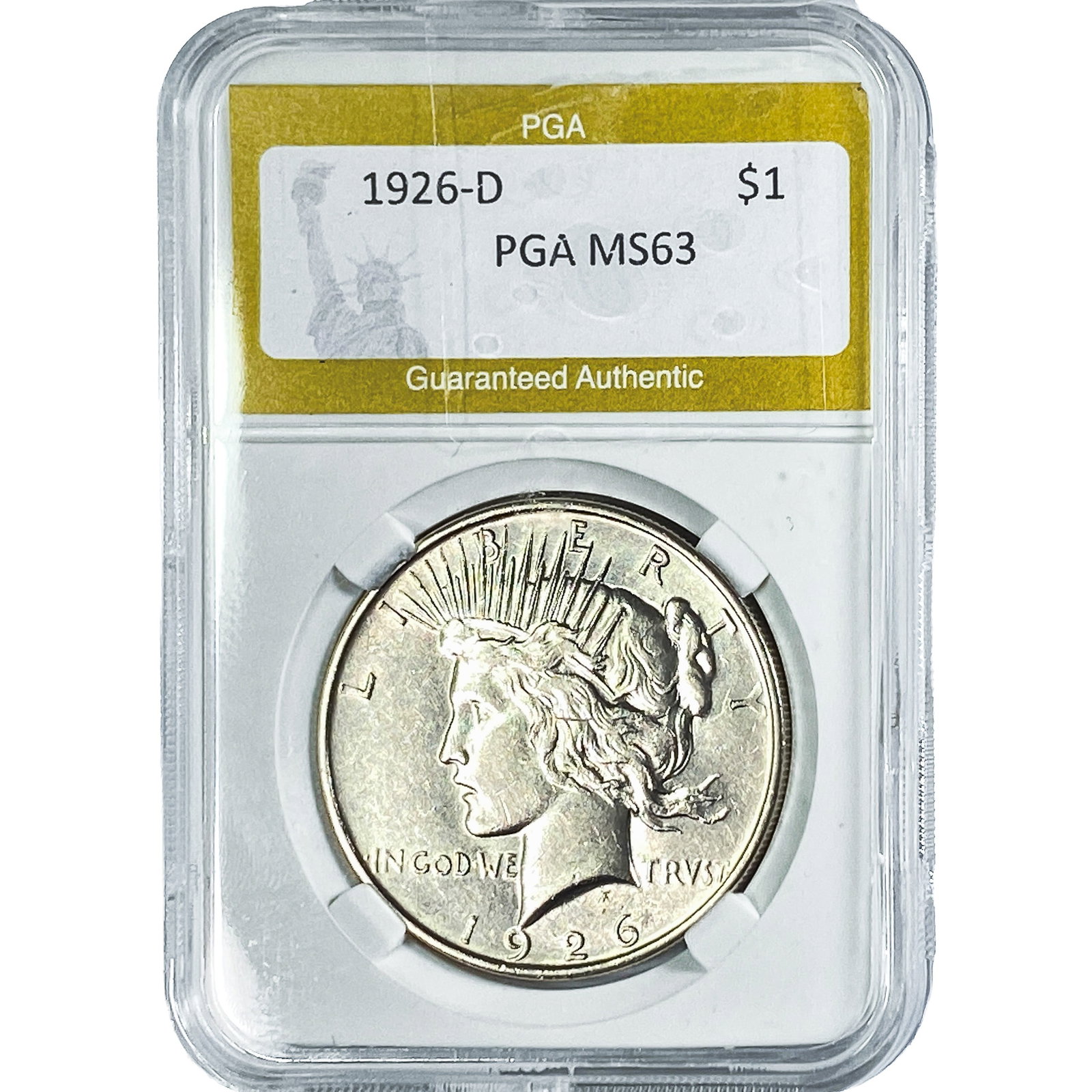 1926-D Silver Peace Dollar PGA MS63: 1926-D Silver Peace Dollar PGA MS63