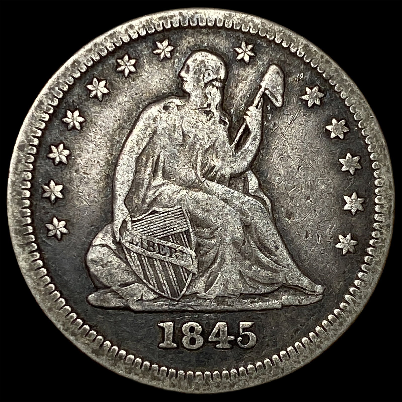 1845 Seated Liberty Quarter LIGHTLY CIRCULATED: 1845 Seated Liberty Quarter LIGHTLY CIRCULATED