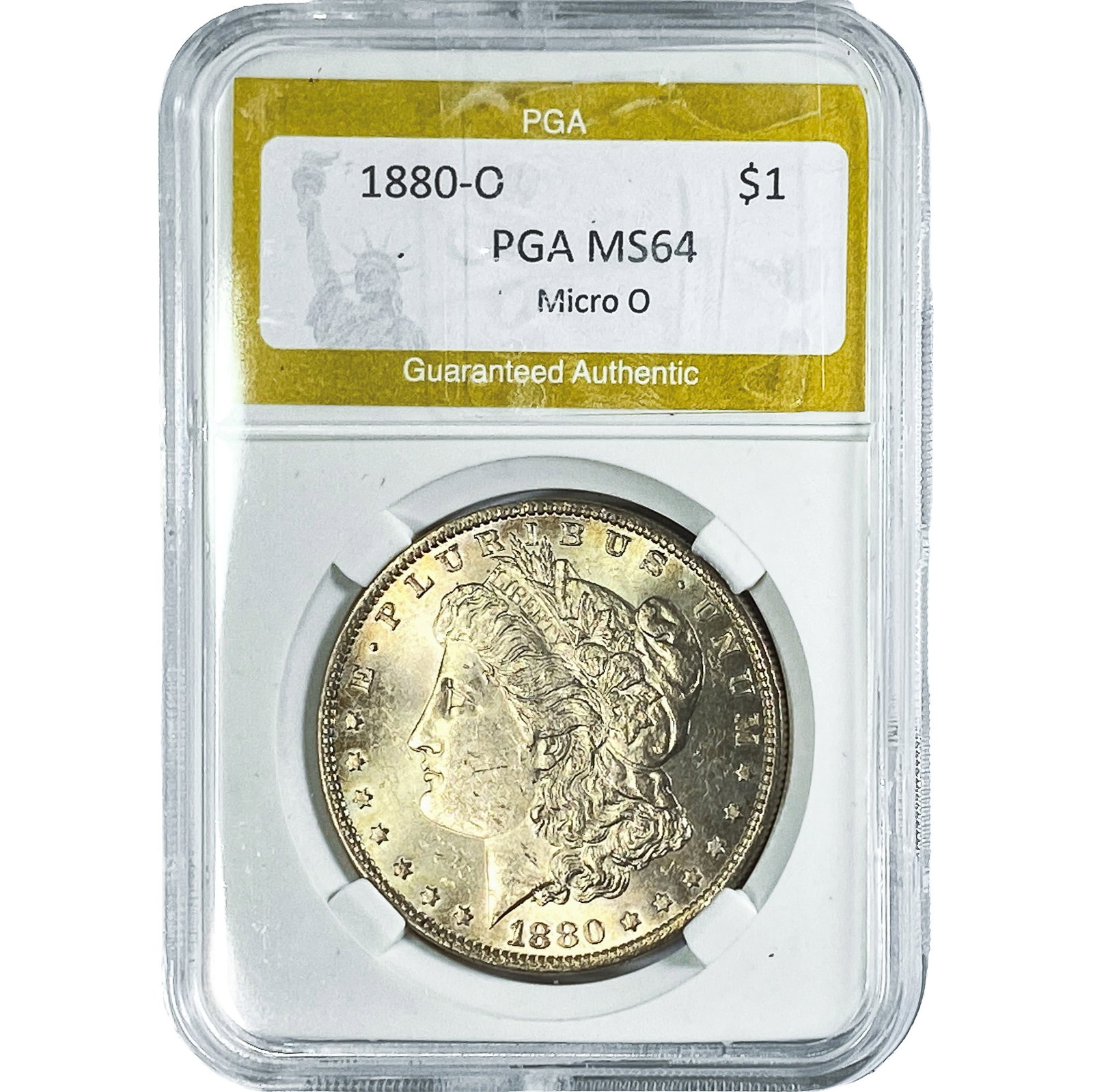 1880-O Morgan Silver Dollar PGA MS64 Micro O: 1880-O Morgan Silver Dollar PGA MS64 Micro O