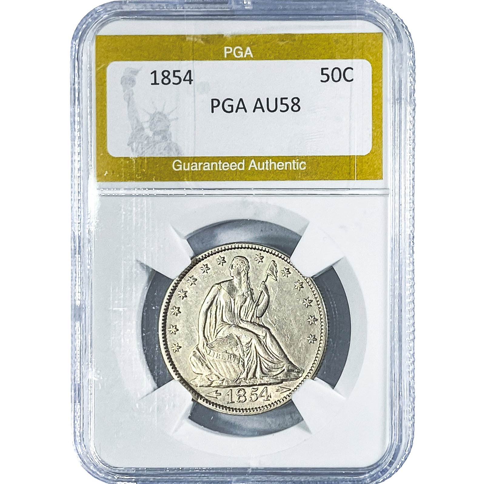 1854 Seated Liberty Half Dollar PGA AU58: 1854 Seated Liberty Half Dollar PGA AU58