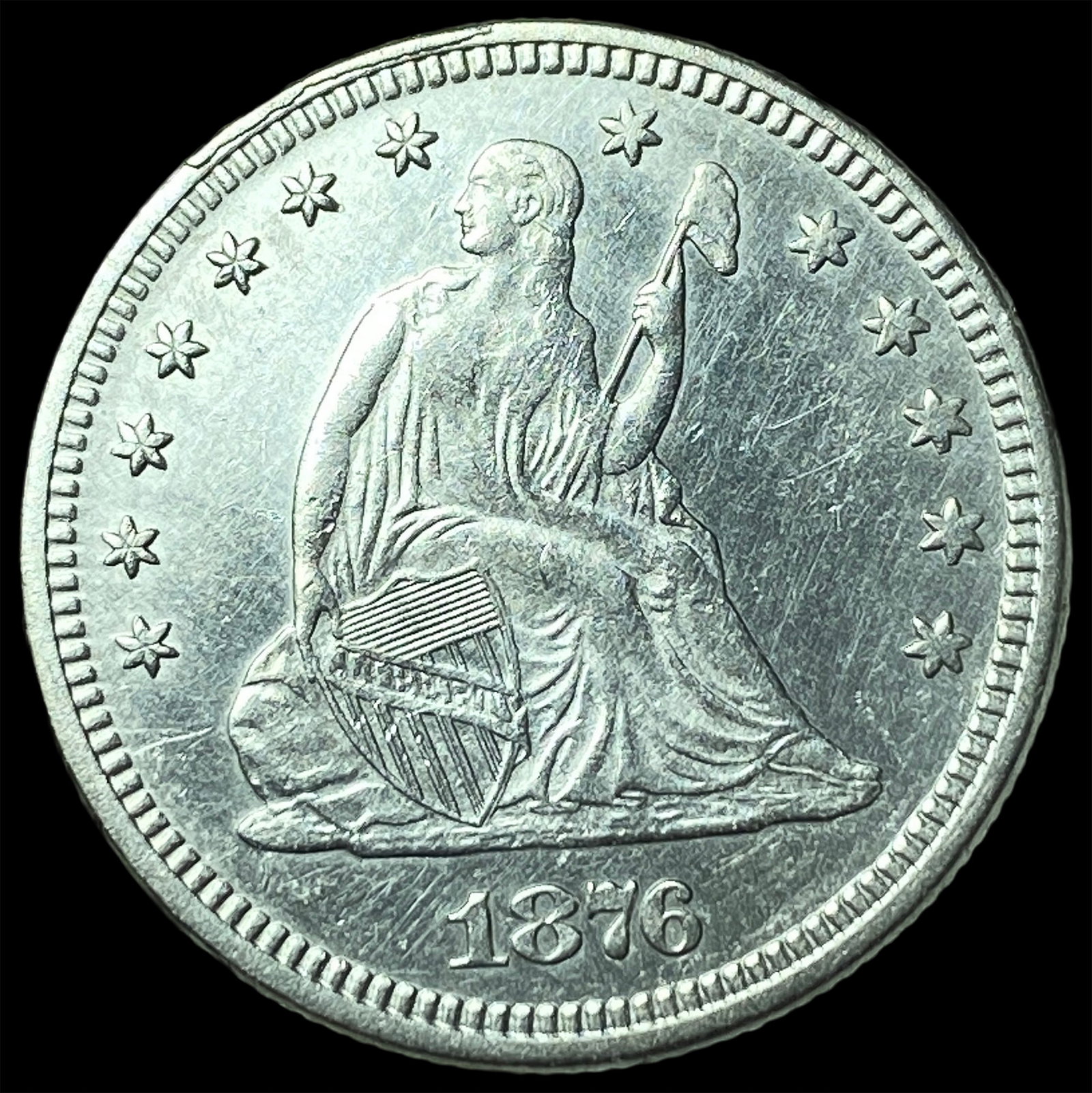 1876 Seated Liberty Quarter CHOICE AU: 1876 Seated Liberty Quarter CHOICE AU