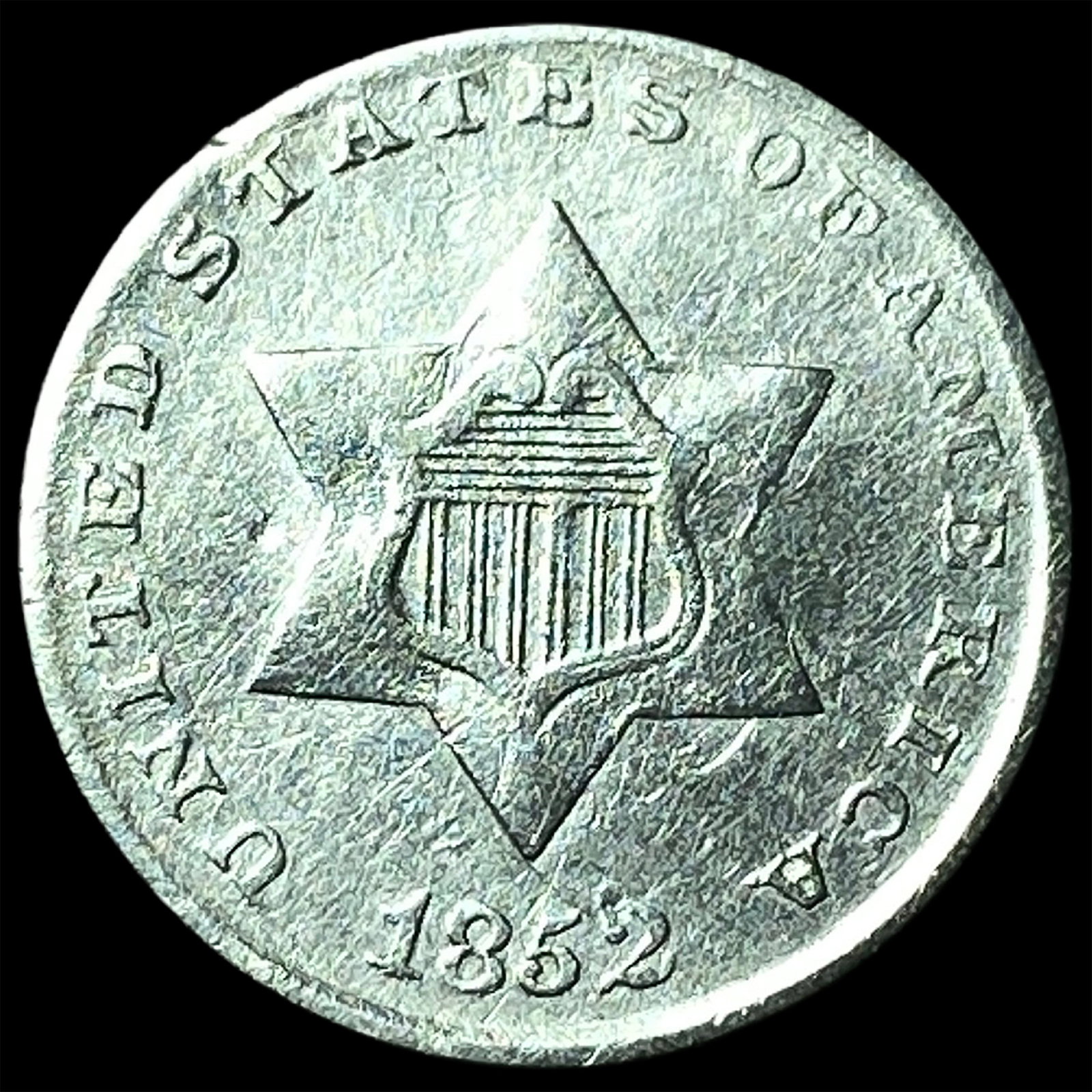1852 Silver Three-Cent Piece NEARLY UNCIRCULATED (1 of 2)