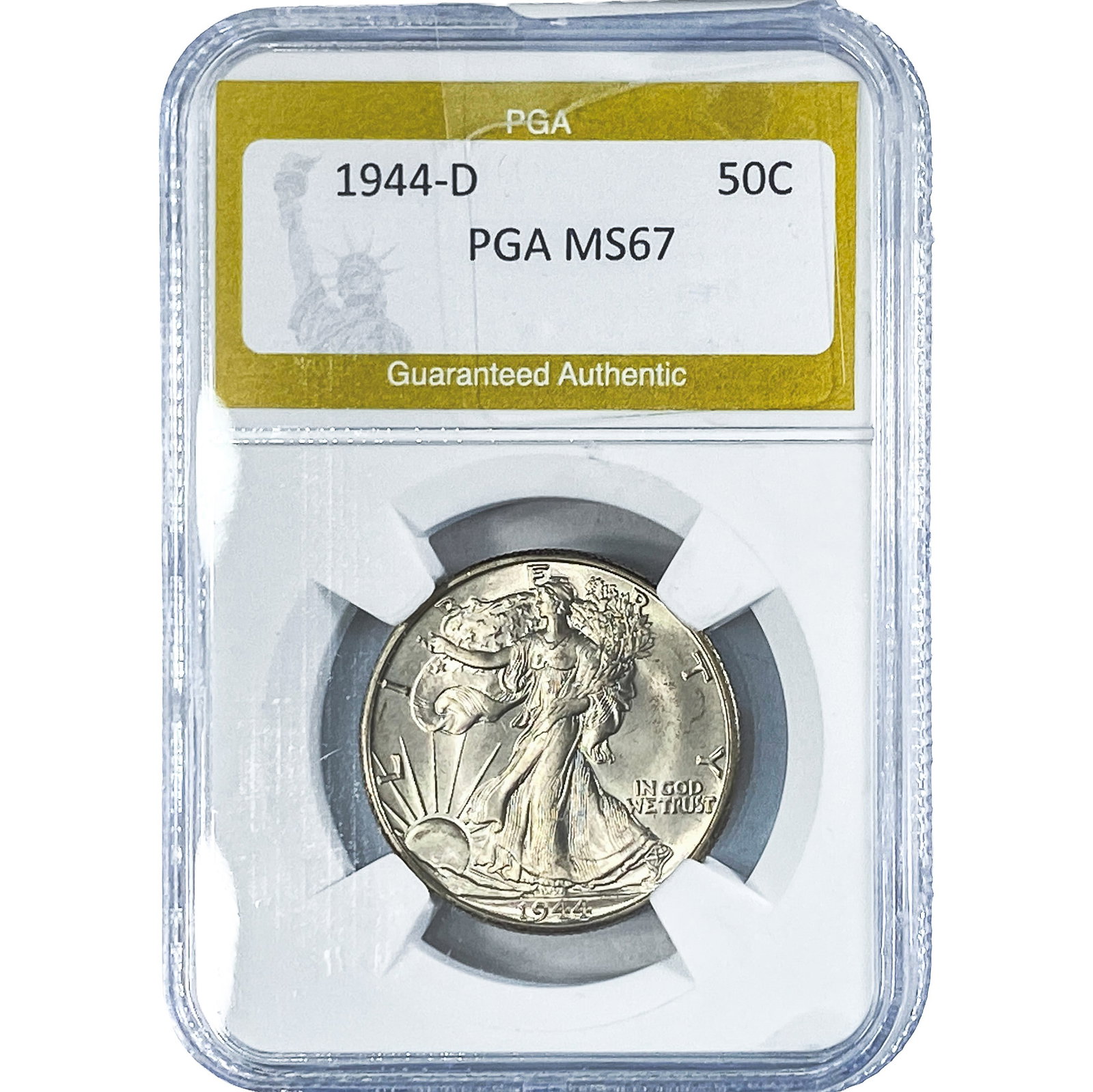 1944-D Walking Liberty Half Dollar PGA MS67: 1944-D Walking Liberty Half Dollar PGA MS67