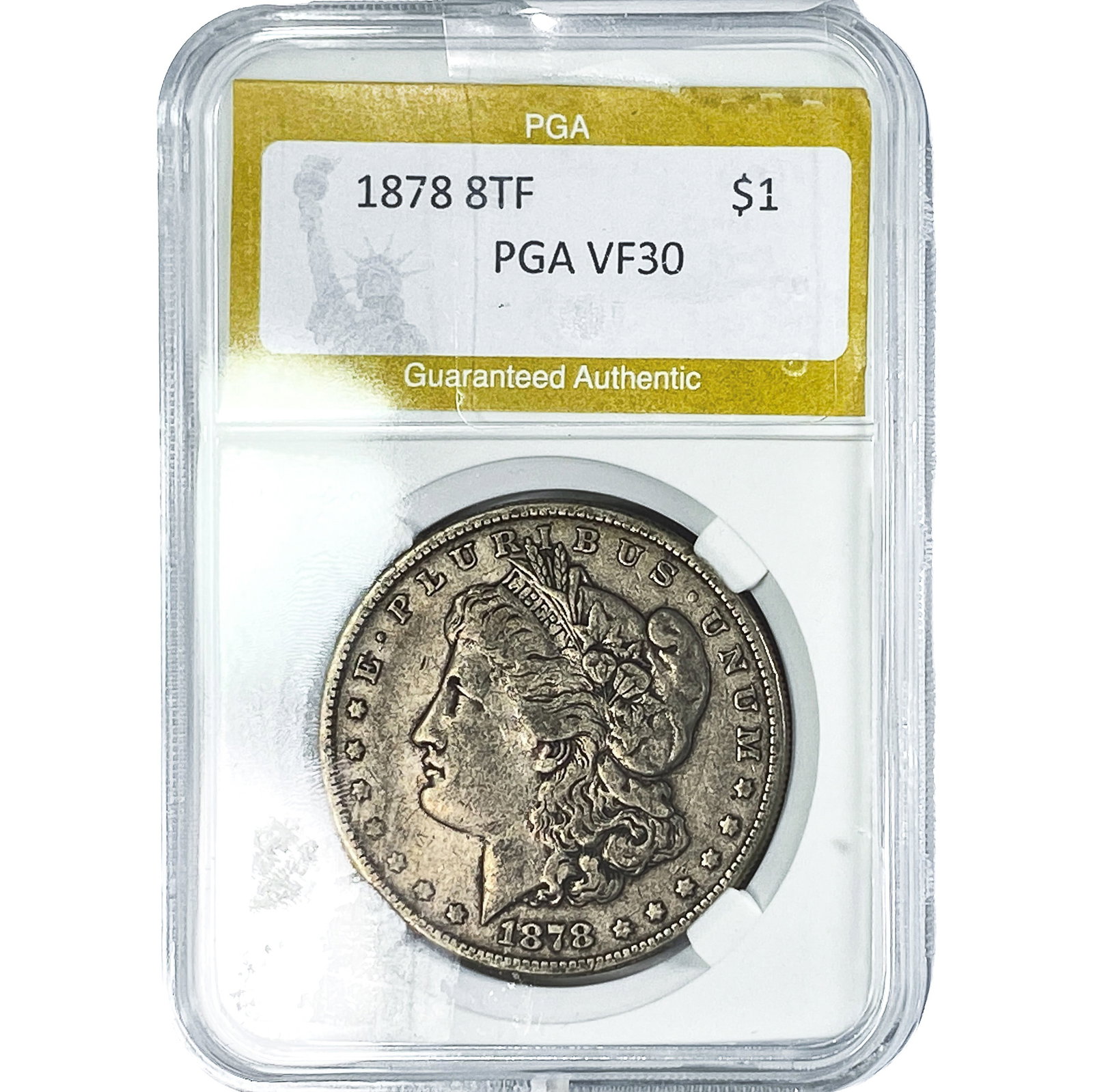 1878 8TF Morgan Silver Dollar PGA VF30: 1878 8TF Morgan Silver Dollar PGA VF30
