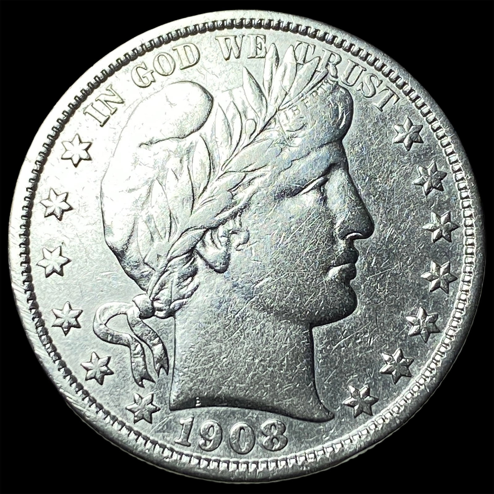 1908-D Silver Barber Half Dollar NEARLY UNCIRCULATED: 1908-D Silver Barber Half Dollar NEARLY UNCIRCULATED