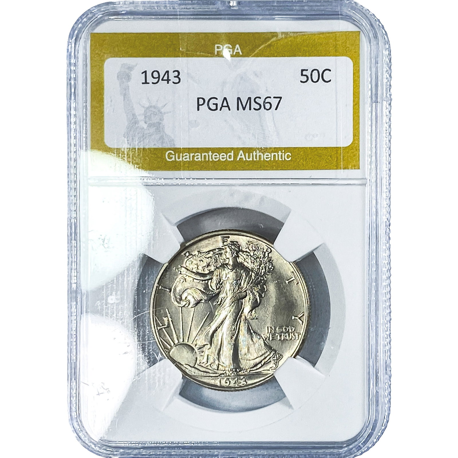 1943 Walking Liberty Half Dollar PGA MS67: 1943 Walking Liberty Half Dollar PGA MS67