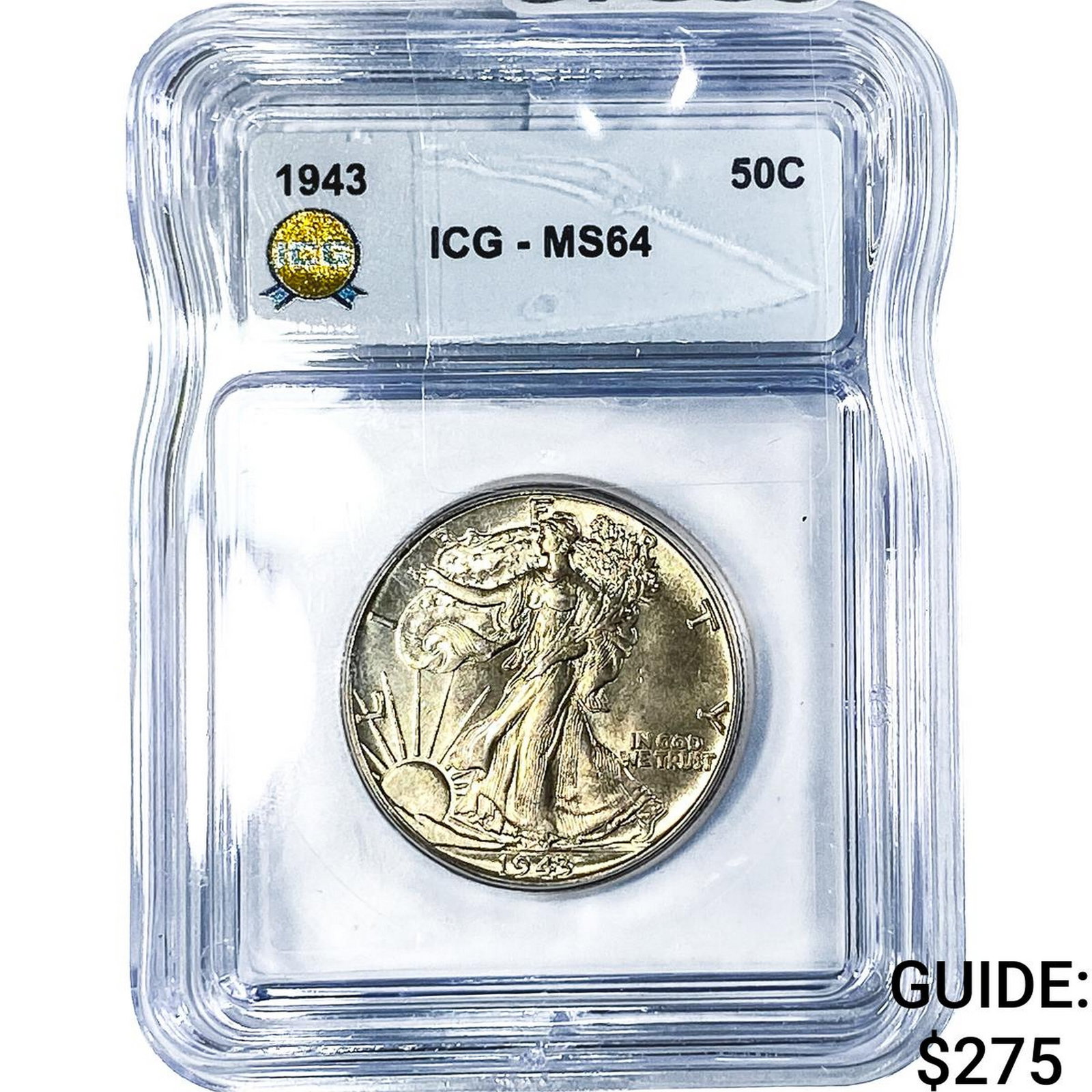 1943 Walking Liberty Half Dollar ICG MS64: 1943 Walking Liberty Half Dollar ICG MS64