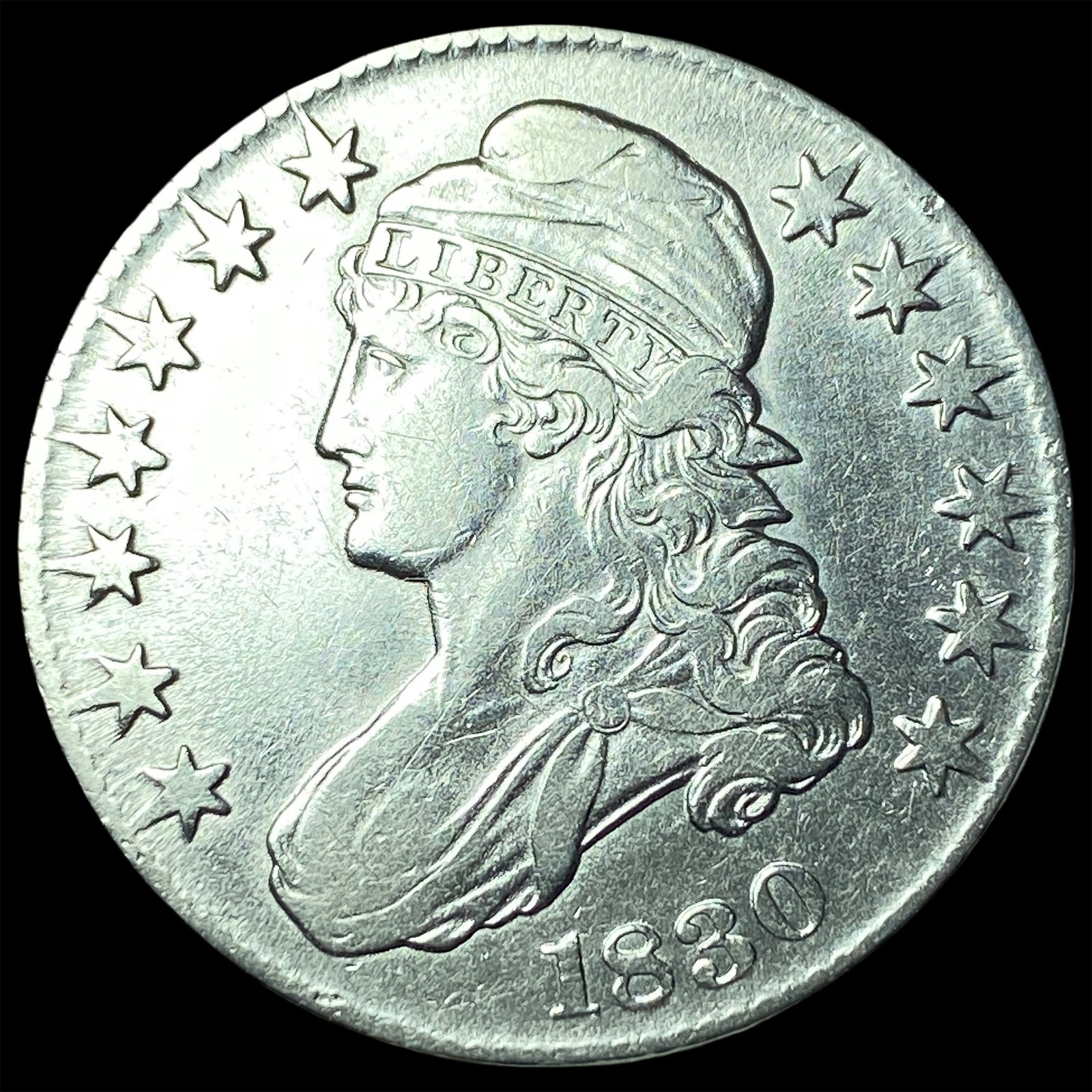 1830 Capped Bust Half Dollar CLOSELY UNCIRCULATED: 1830 Capped Bust Half Dollar CLOSELY UNCIRCULATED