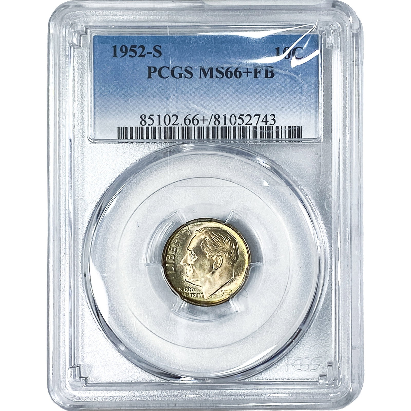 1952-S Roosevelt Dime PCGS MS66+ FB (1 of 2)