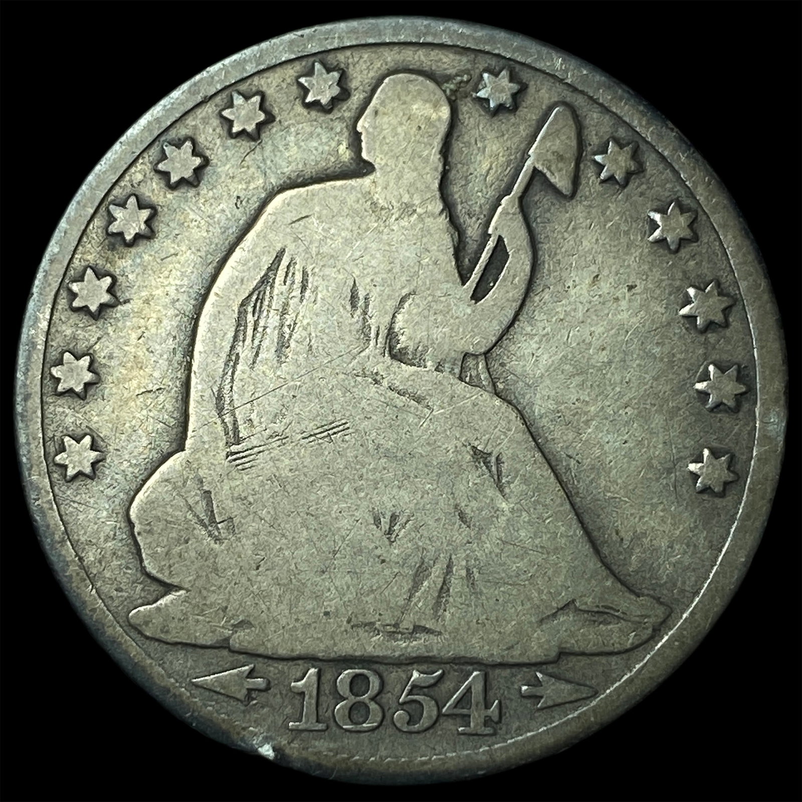 1854-O Silver Seated Liberty Half Dollar NICELY CIRCULATED: 1854-O Silver Seated Liberty Half Dollar NICELY CIRCULATED